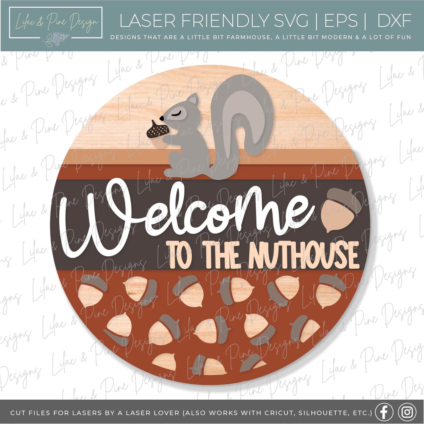 Welcome to the nuthouse door hanger SVG, Squirrel door hanger, Nuthouse welcome sign SVG, fall welcome sign svg, Glowforge laser SVG