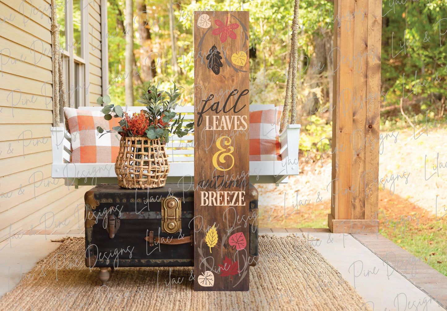 Fall Leaves and Autumn Breeze SVG, Fall porch sign SVG, Autumn porch leaner, fall leaf porch decor, vertical sign svg, Glowforge laser SVG