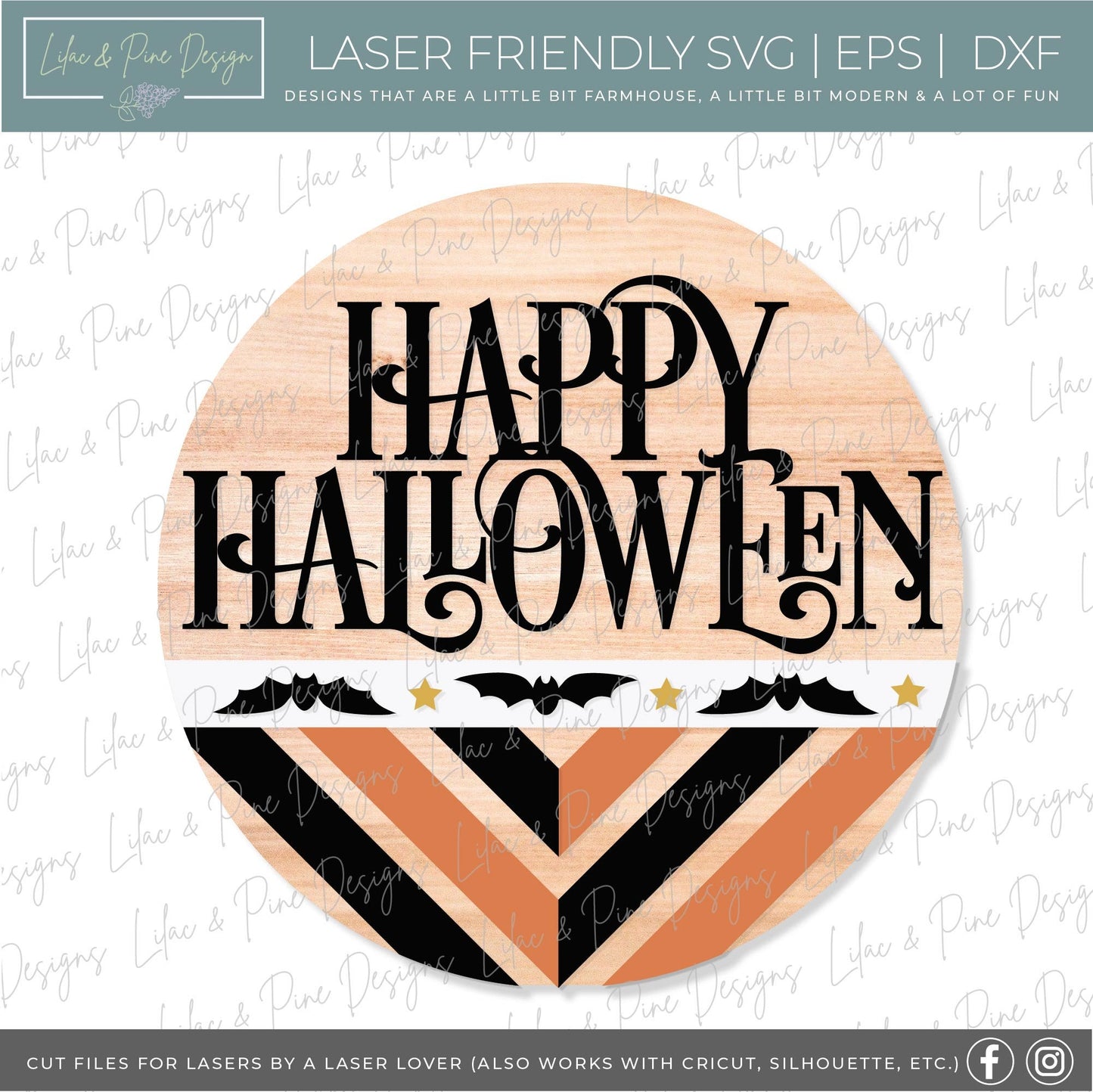 Happy Halloween door hanger SVG, Boho bat door hanger, Boho welcome sign SVG, Halloween welcome sign, Halloween decor, Glowforge laser SVG