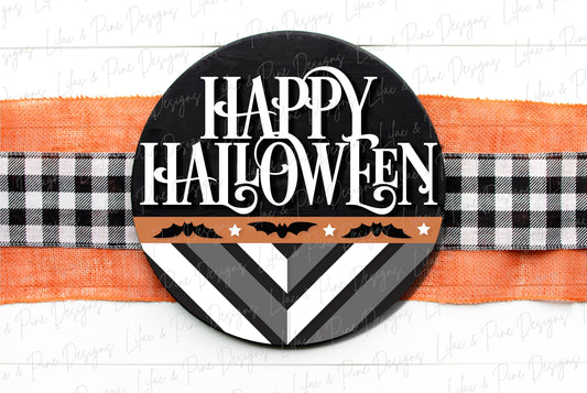 Happy Halloween door hanger SVG, Boho bat door hanger, Boho welcome sign SVG, Halloween welcome sign, Halloween decor, Glowforge laser SVG