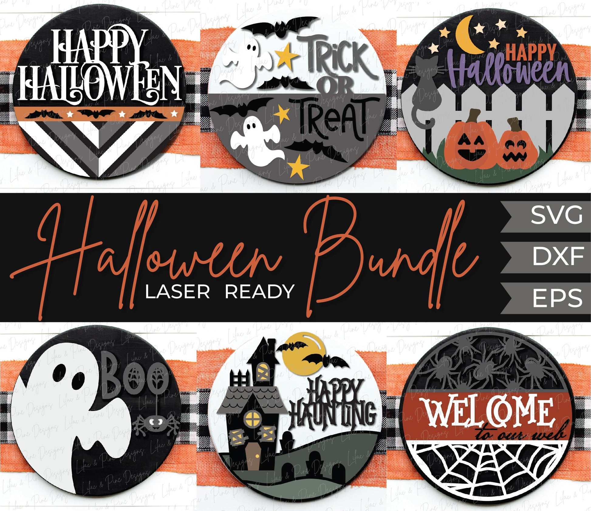 Halloween welcome sign bundle, Halloween door hanger SVG, ghost svg, spider SVG, bat svg, Happy Halloween svg, Glowforge laser SVG
