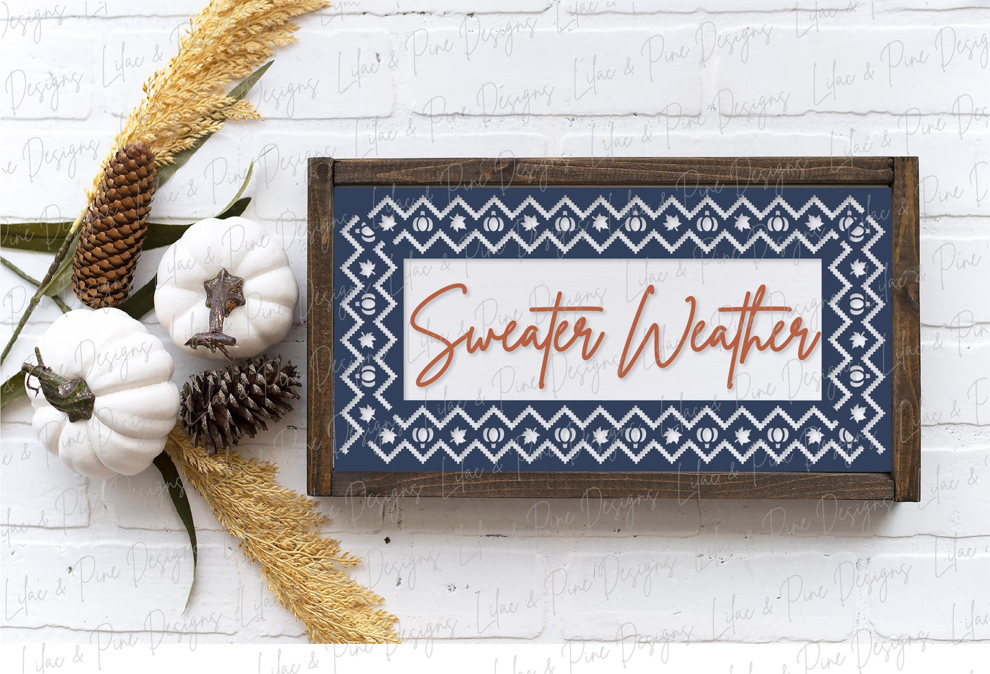 Sweater Weather sign svg, Fall sign, pumpkin and leaf sign SVG, sweater pattern svg, boho fall decor, Nordic fall svg, Glowforge laser SVG