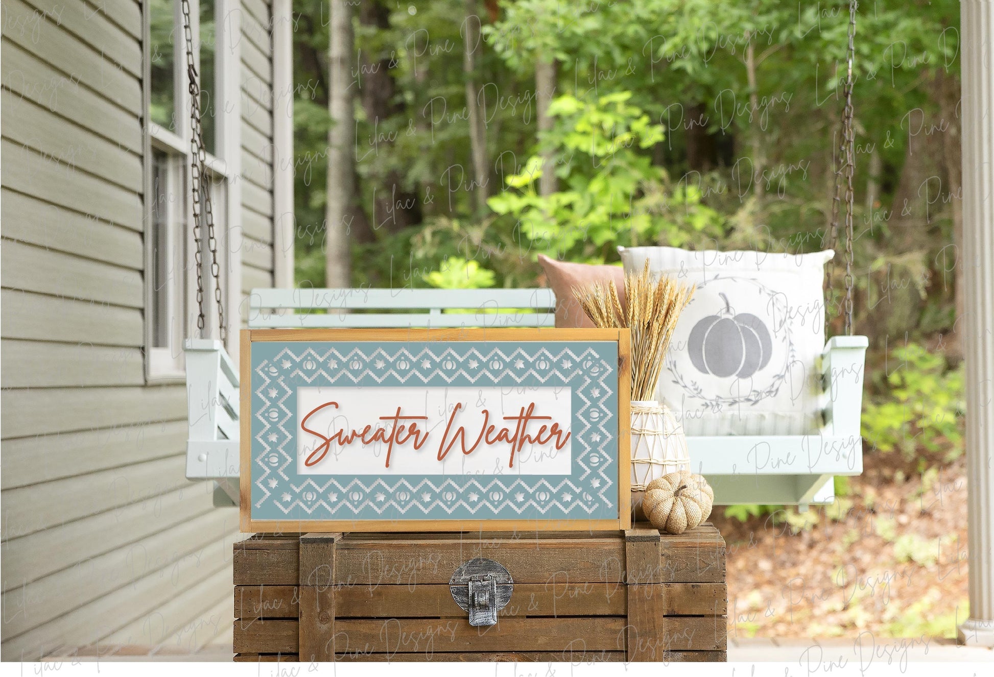 Sweater Weather sign svg, Fall sign, pumpkin and leaf sign SVG, sweater pattern svg, boho fall decor, Nordic fall svg, Glowforge laser SVG