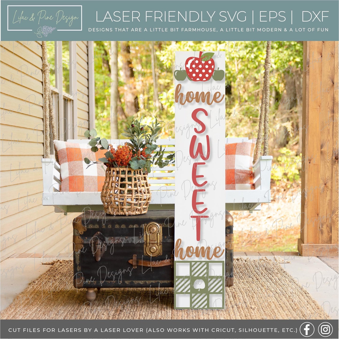 Fall welcome sign bundle, fall porch sign, fall vertical sign svg, tractor svg, pumpkin svg, scarecrow svg, apple svg, Glowforge laser SVG