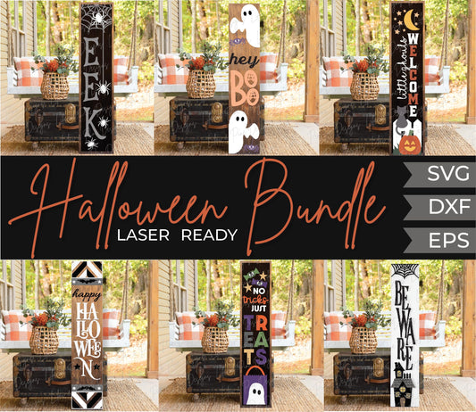 Halloween welcome sign bundle, Halloween porch sign, Halloween vertical sign svg, ghost svg, spider svg, beware svg, Glowforge laser SVG