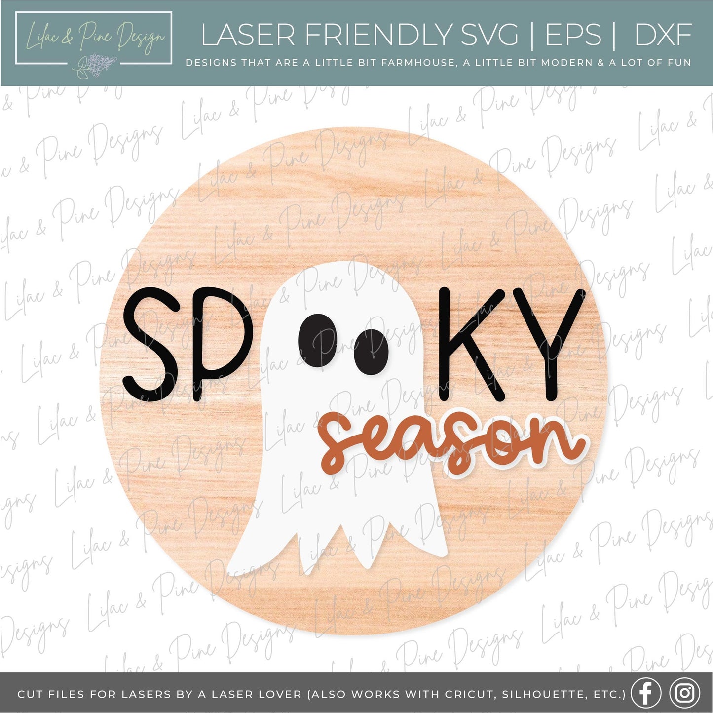 Spooky season sign SVG, Halloween door hanger SVG, Ghost welcome sign svg, Halloween sign svg, kids DIY kit, Glowforge Svg, laser cut file