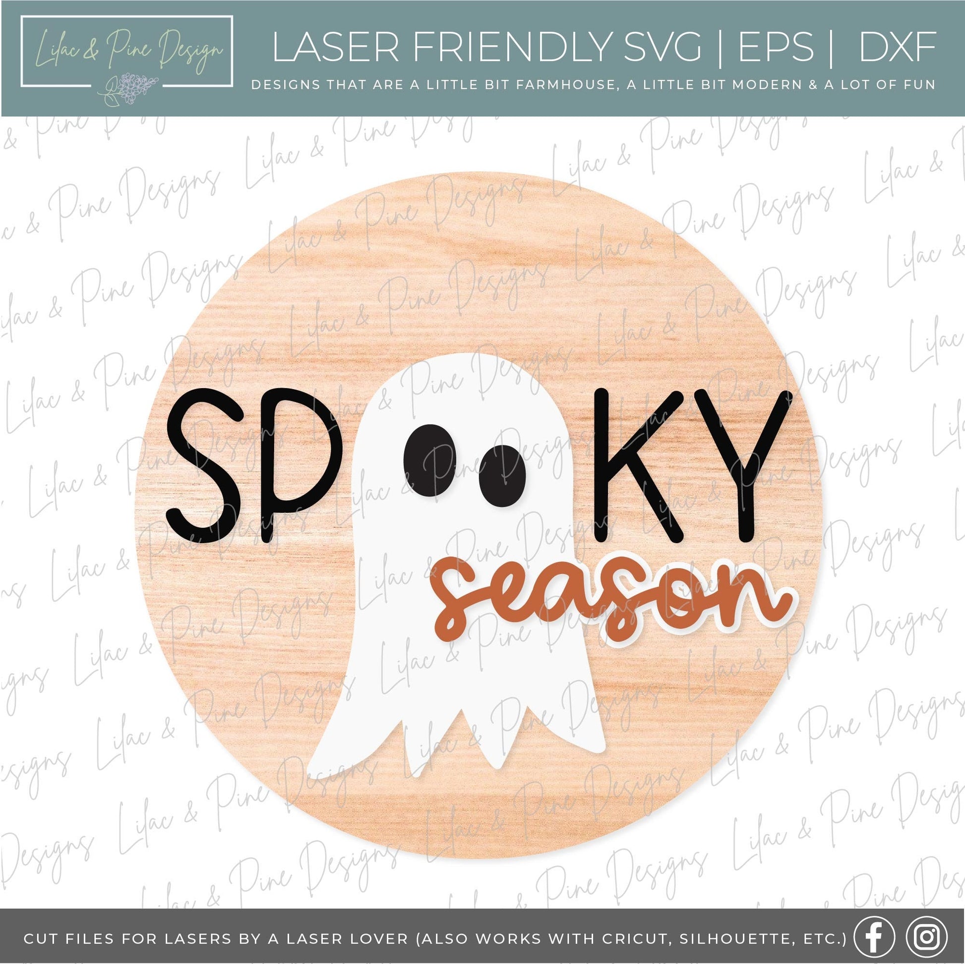 Spooky season sign SVG, Halloween door hanger SVG, Ghost welcome sign svg, Halloween sign svg, kids DIY kit, Glowforge Svg, laser cut file