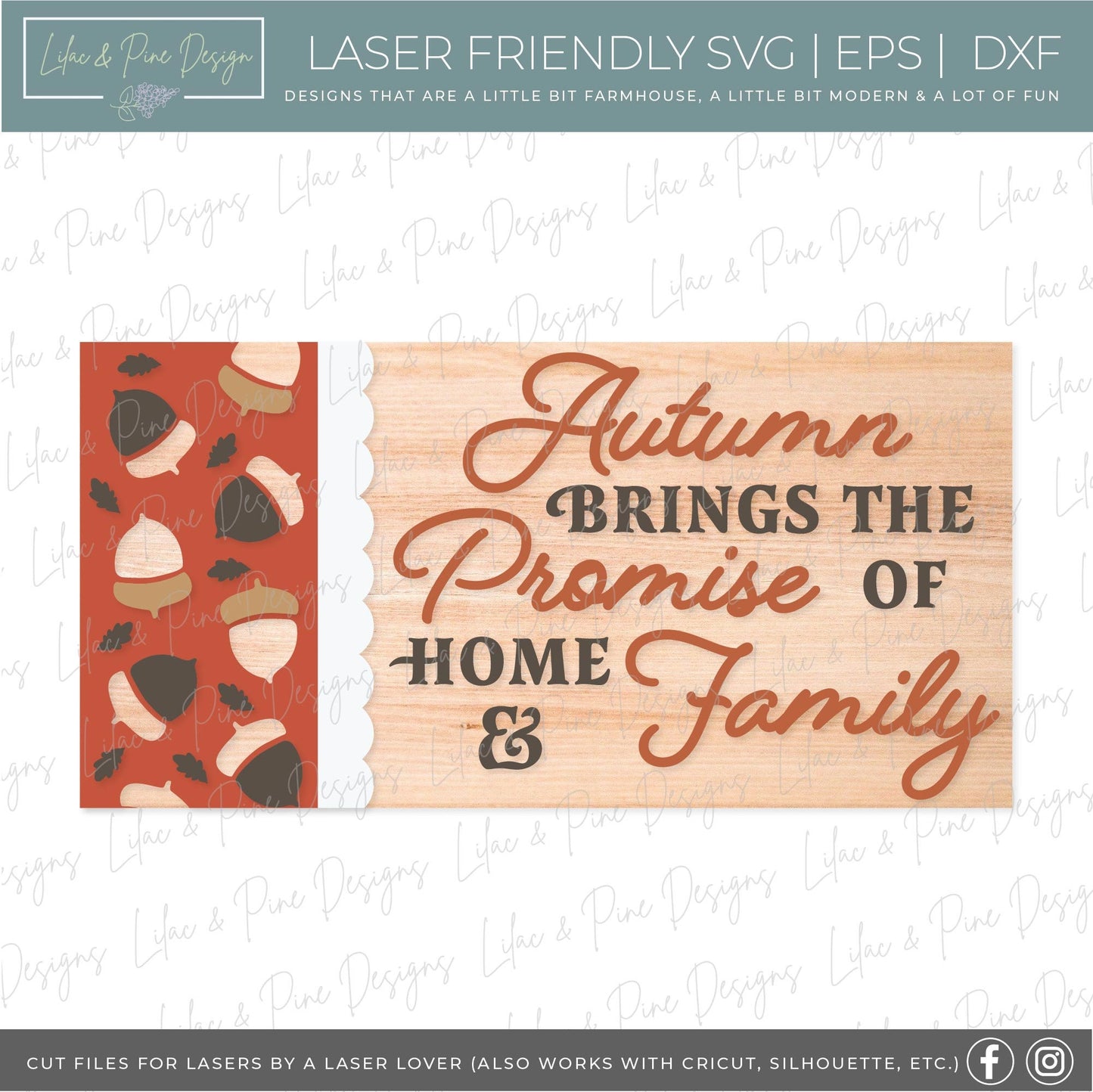 Autumn Family sign SVG, acorn fall sign SVG, autumn decor svg, autumn quote svg, fall decor, Glowforge SVG, laser cut file