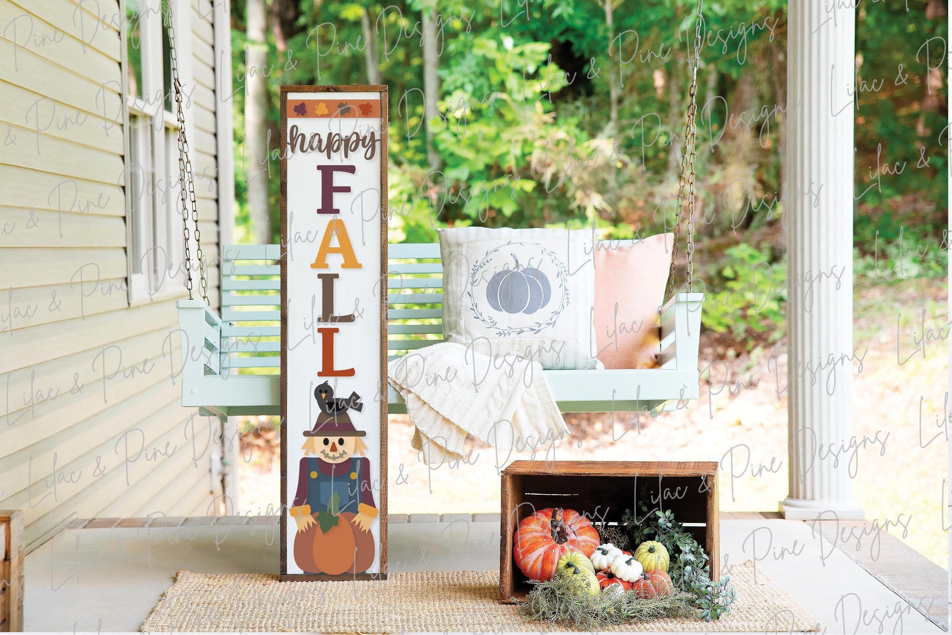 Happy fall sign SVG, Happy Fall porch leaner sign SVG, Scarecrow welcome sign svg, fall porch decor, Glowforge SVG, laser cut file