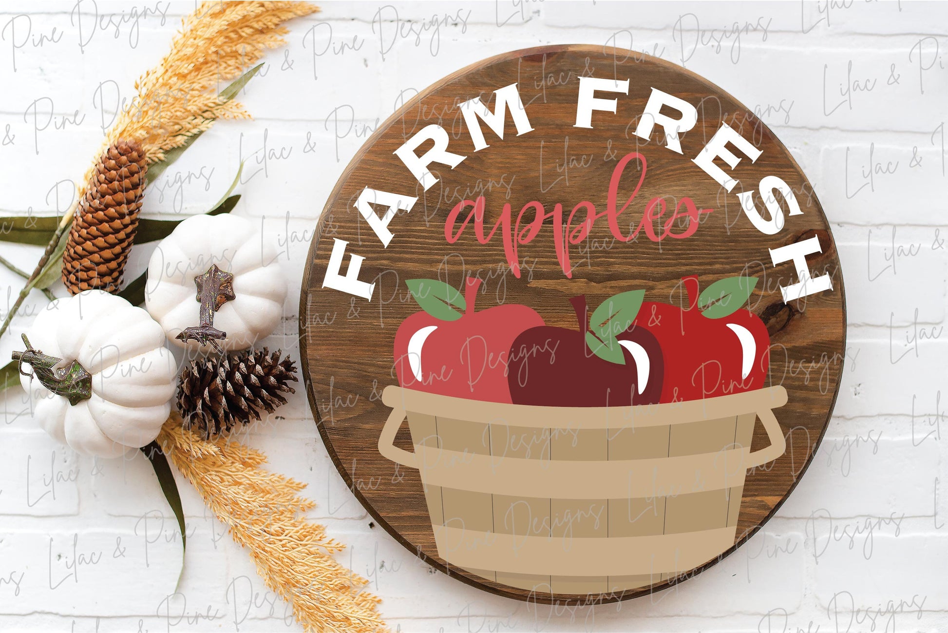 Farm Fresh Apples door hanger SVG, Fall welcome sign SVG, Apple orchard round sign, Fall decor, Fall farmhouse sign, Glowforge laser SVG