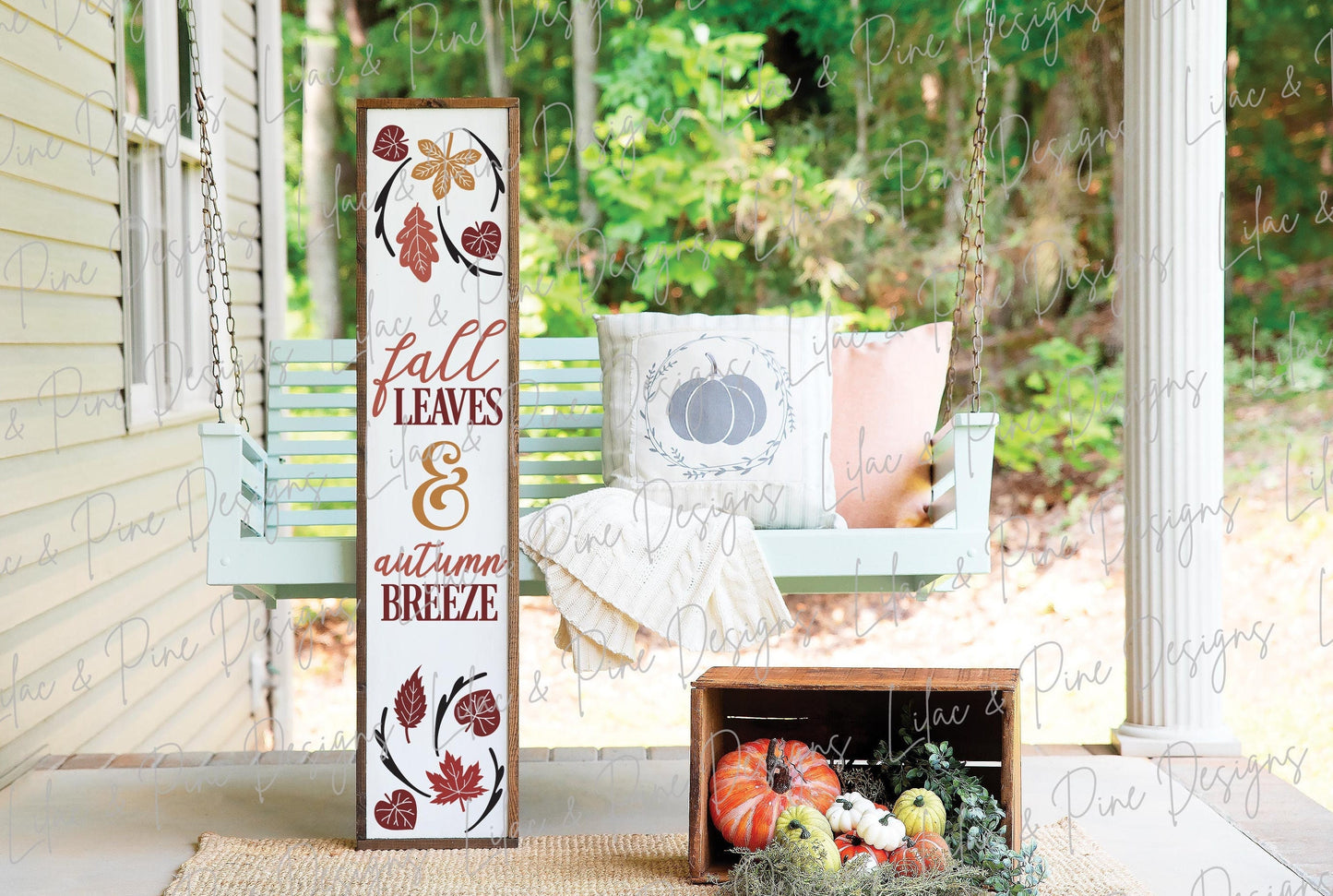 Fall Leaves and Autumn Breeze SVG, Fall porch sign SVG, Autumn porch leaner, fall leaf porch decor, vertical sign svg, Glowforge laser SVG