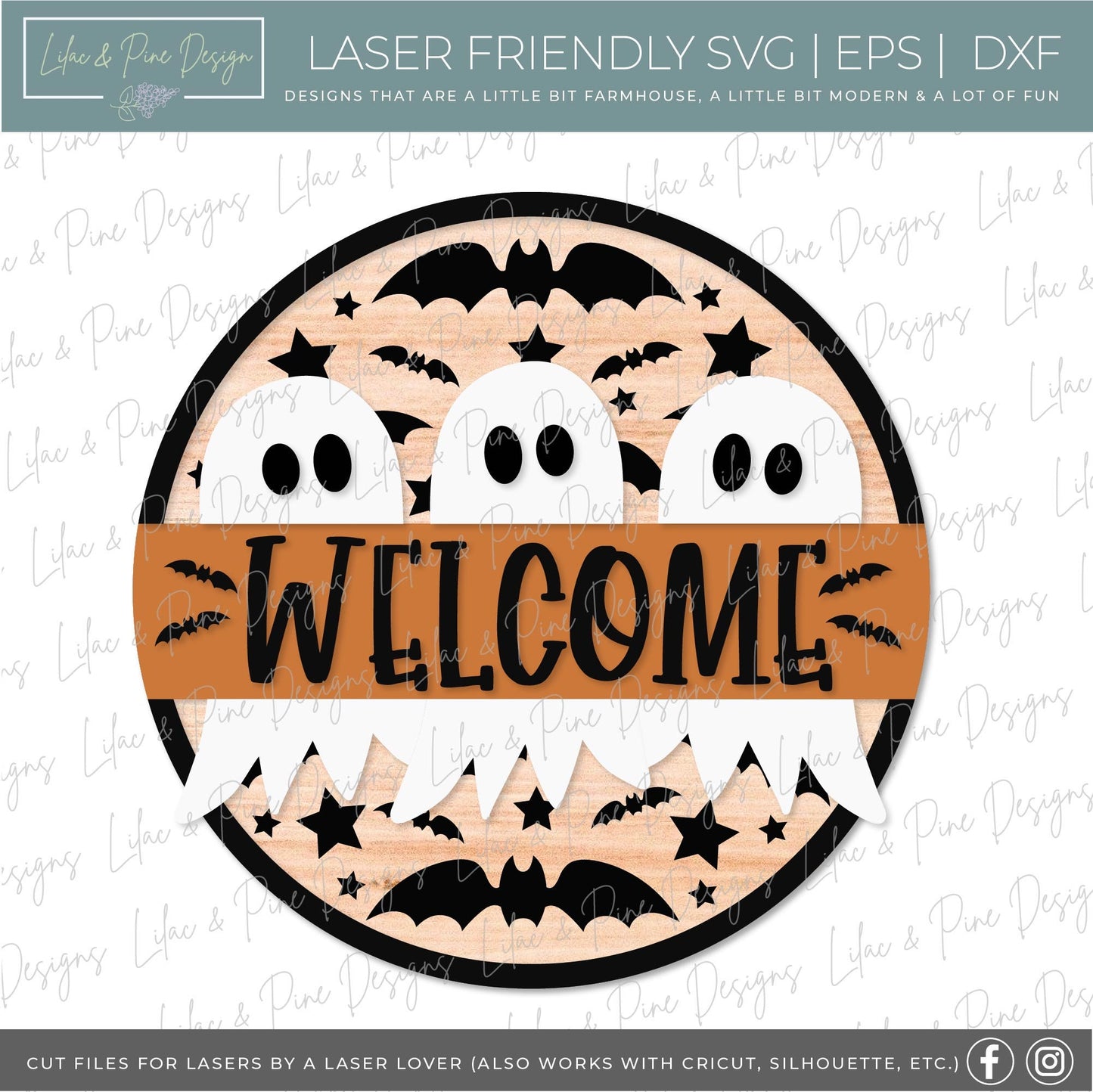 Halloween welcome sign bundle, Halloween door hanger SVG, spooky sign SVG, enter if you dare svg, ghost svg, Glowforge SVG, laser cut file