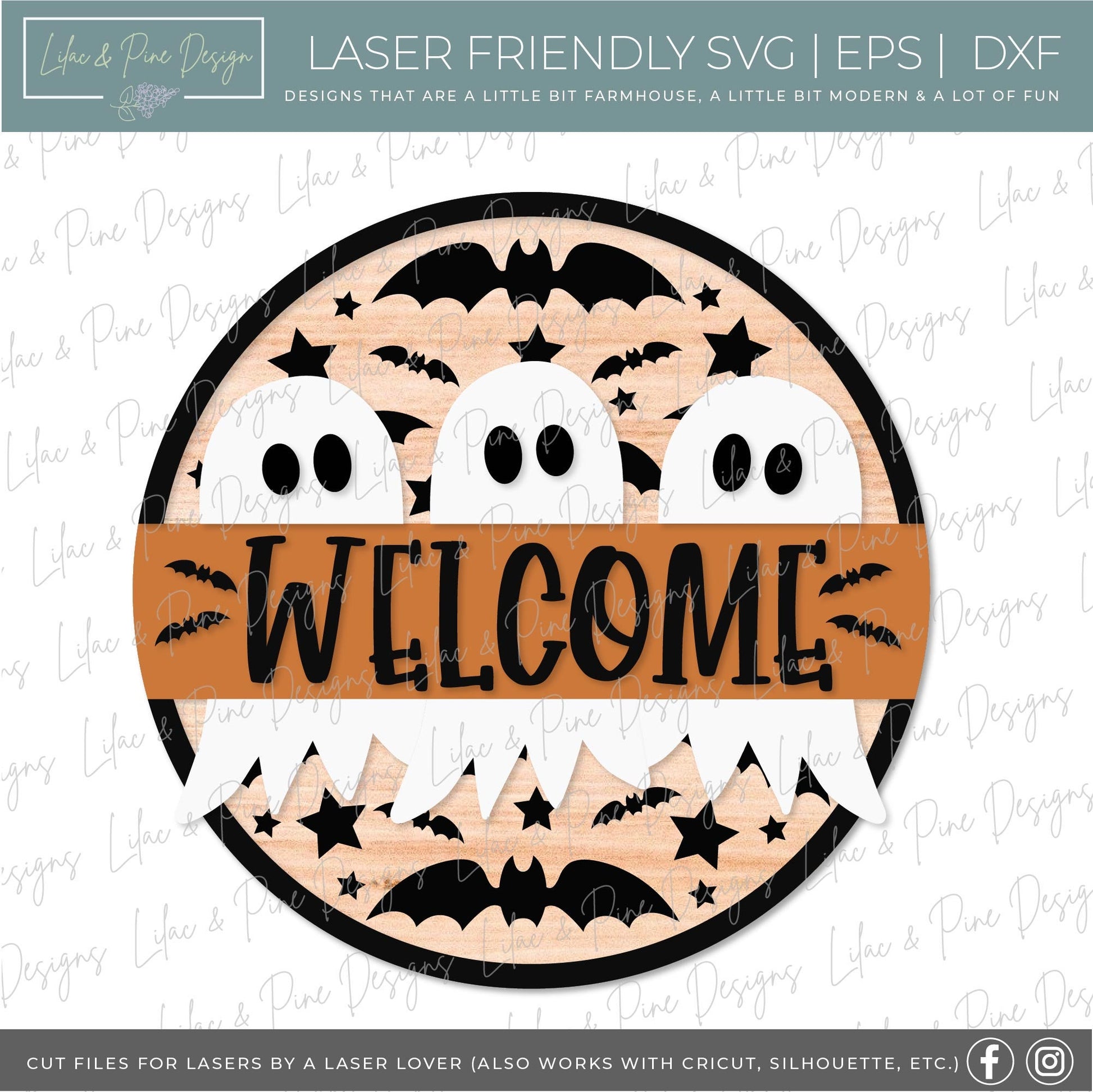 Halloween welcome sign bundle, Halloween door hanger SVG, spooky sign SVG, enter if you dare svg, ghost svg, Glowforge SVG, laser cut file