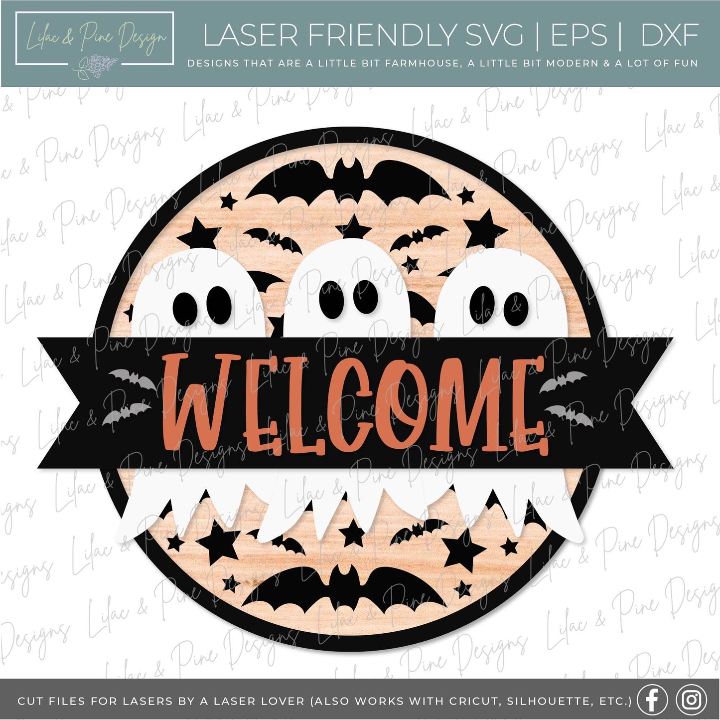 Halloween welcome sign bundle, Halloween door hanger SVG, spooky sign SVG, enter if you dare svg, ghost svg, Glowforge SVG, laser cut file