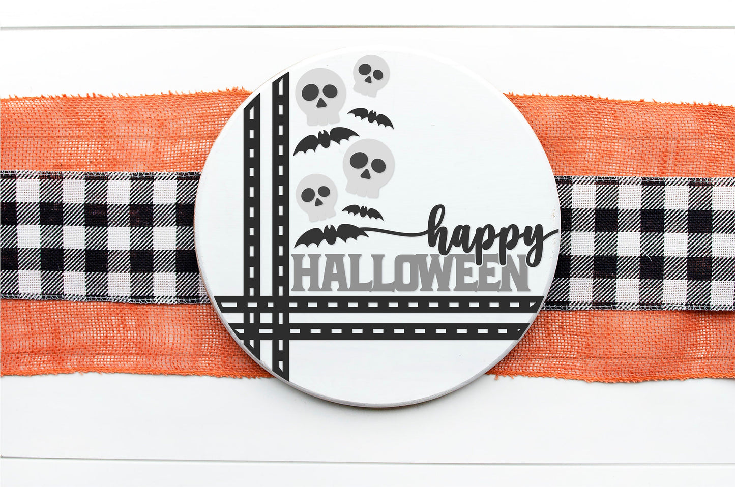 Happy Halloween welcome sign SVG, Skeleton door hanger SVG, Halloween door hanger SVG, bats door hanger svg, Glowforge Svg, laser cut file