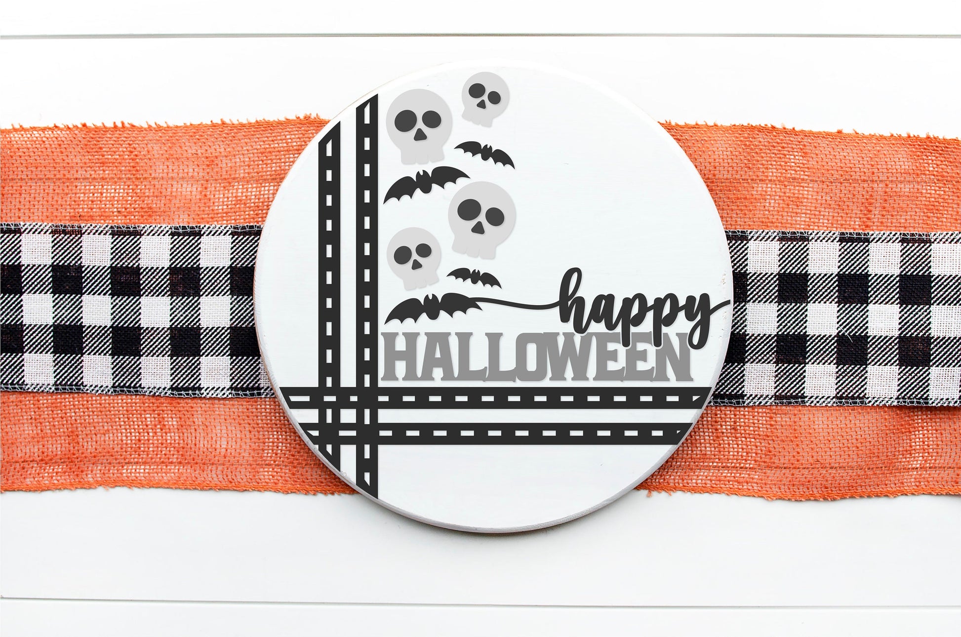 Happy Halloween welcome sign SVG, Skeleton door hanger SVG, Halloween door hanger SVG, bats door hanger svg, Glowforge Svg, laser cut file