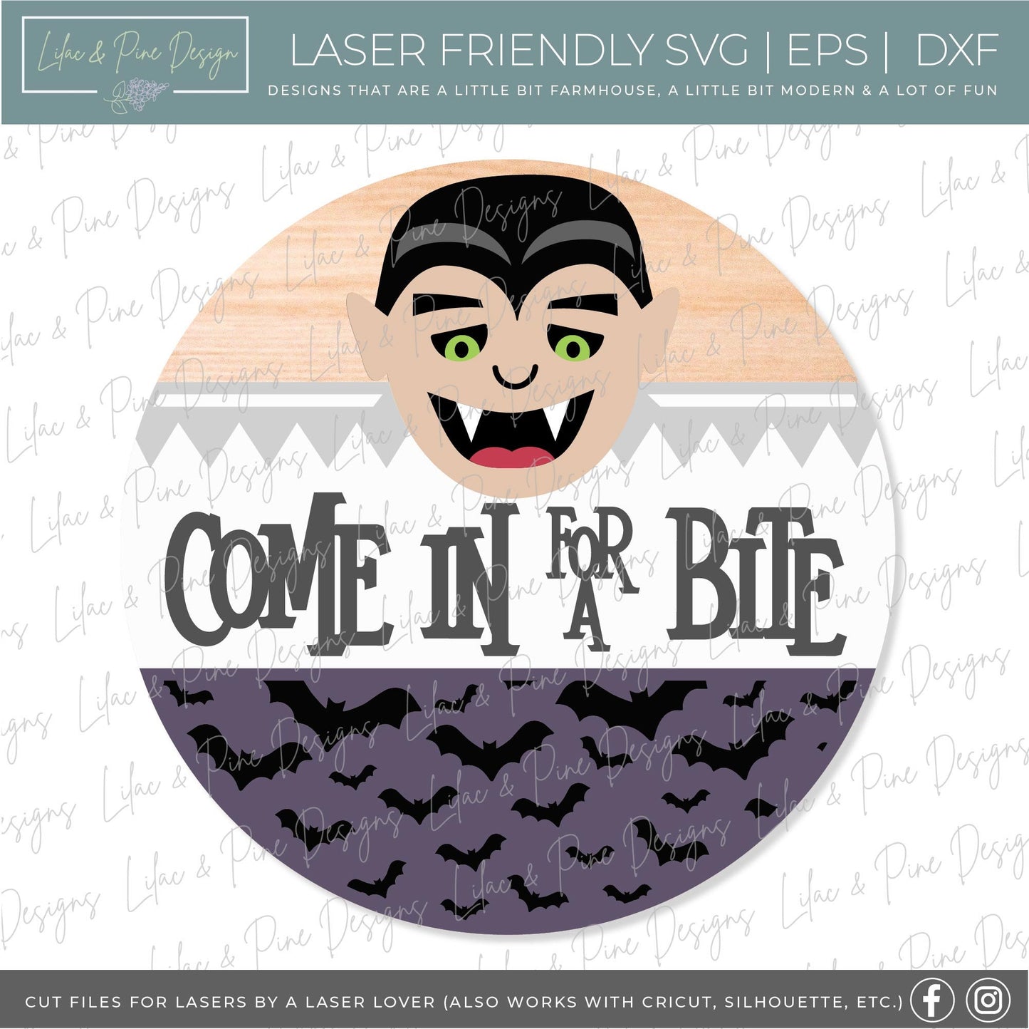 Halloween welcome sign SVG, vampire door hanger SVG, Dracula door hanger SVG, Come in for a Bite sign svg, Glowforge Svg, laser cut file