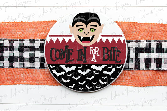 Halloween welcome sign SVG, vampire door hanger SVG, Dracula door hanger SVG, Come in for a Bite sign svg, Glowforge Svg, laser cut file