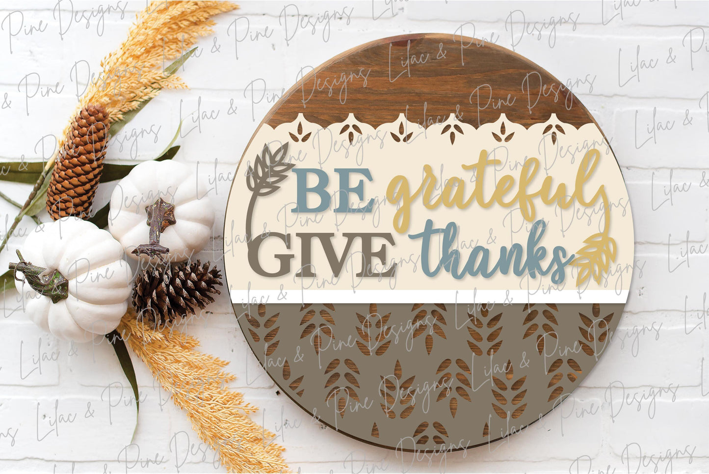 Thanksgiving door hanger SVG, Give Thanks sign SVG, Grateful door hanger svg, Fall porch decor, Fall sign svg, Glowforge SVG, laser cut file