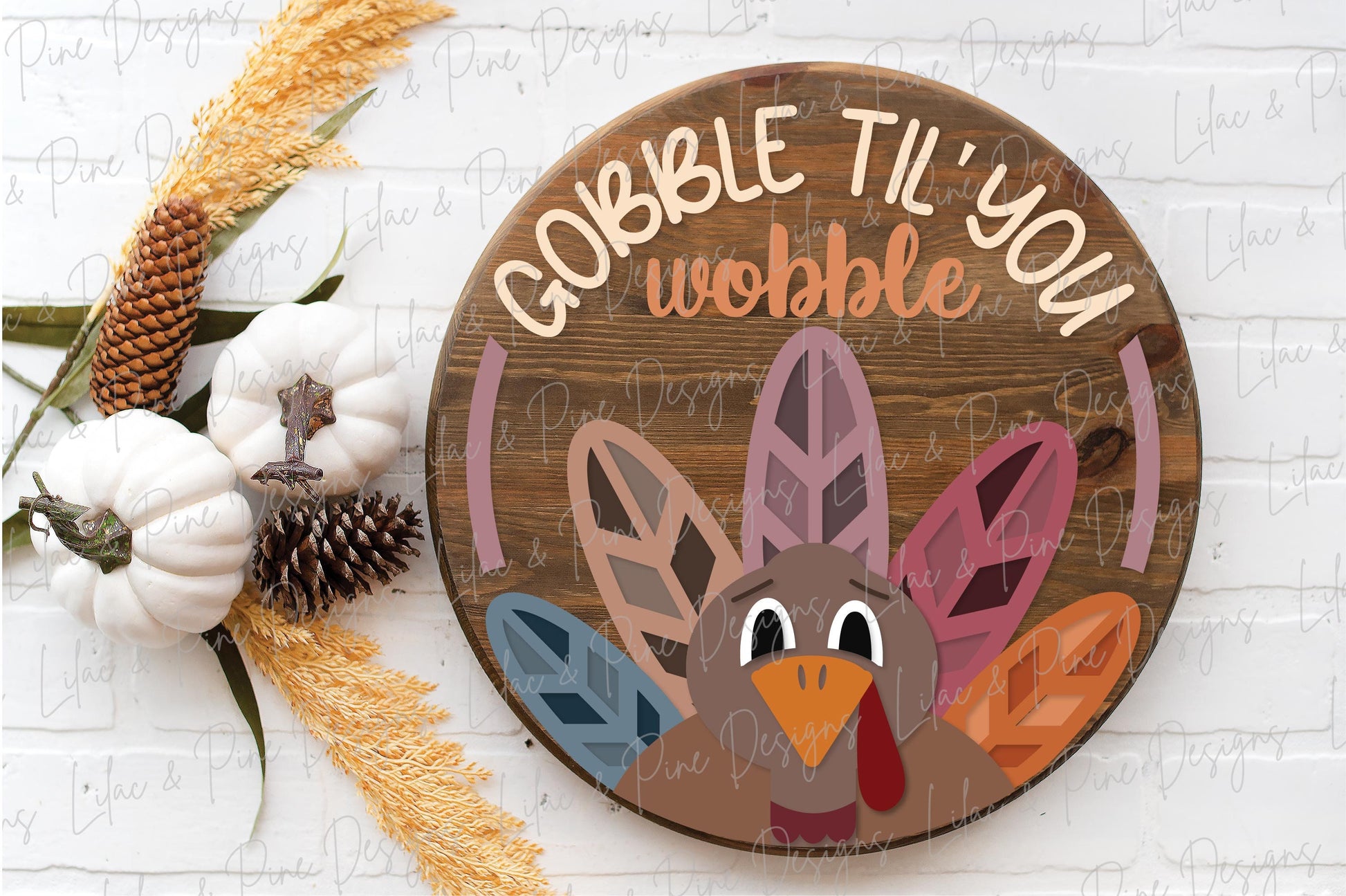 Thanksgiving door hanger SVG, Gobble til you Wobble sign SVG, Turkey welcome sign svg, Thanksgiving decor, Glowforge SVG, laser cut file
