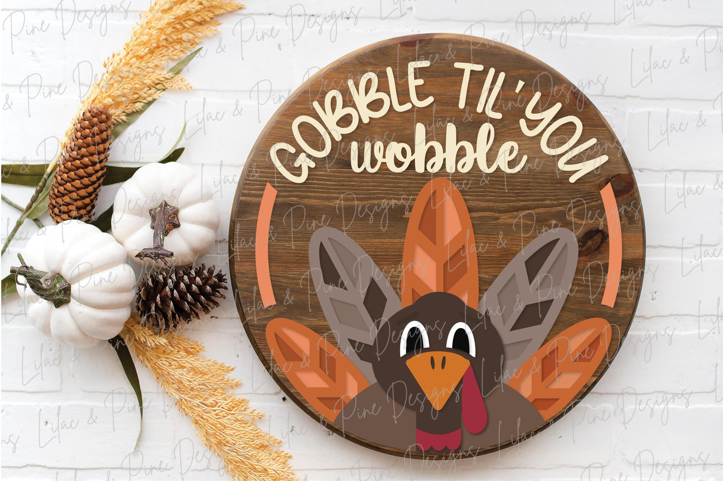 Thanksgiving door hanger SVG, Gobble til you Wobble sign SVG, Turkey welcome sign svg, Thanksgiving decor, Glowforge SVG, laser cut file