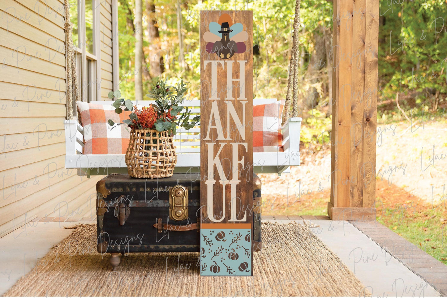 Thankful porch sign SVG, Turkey welcome sign SVG, Thanksgiving porch leaner, fall porch decor, vertical sign, Glowforge Svg, laser cut file