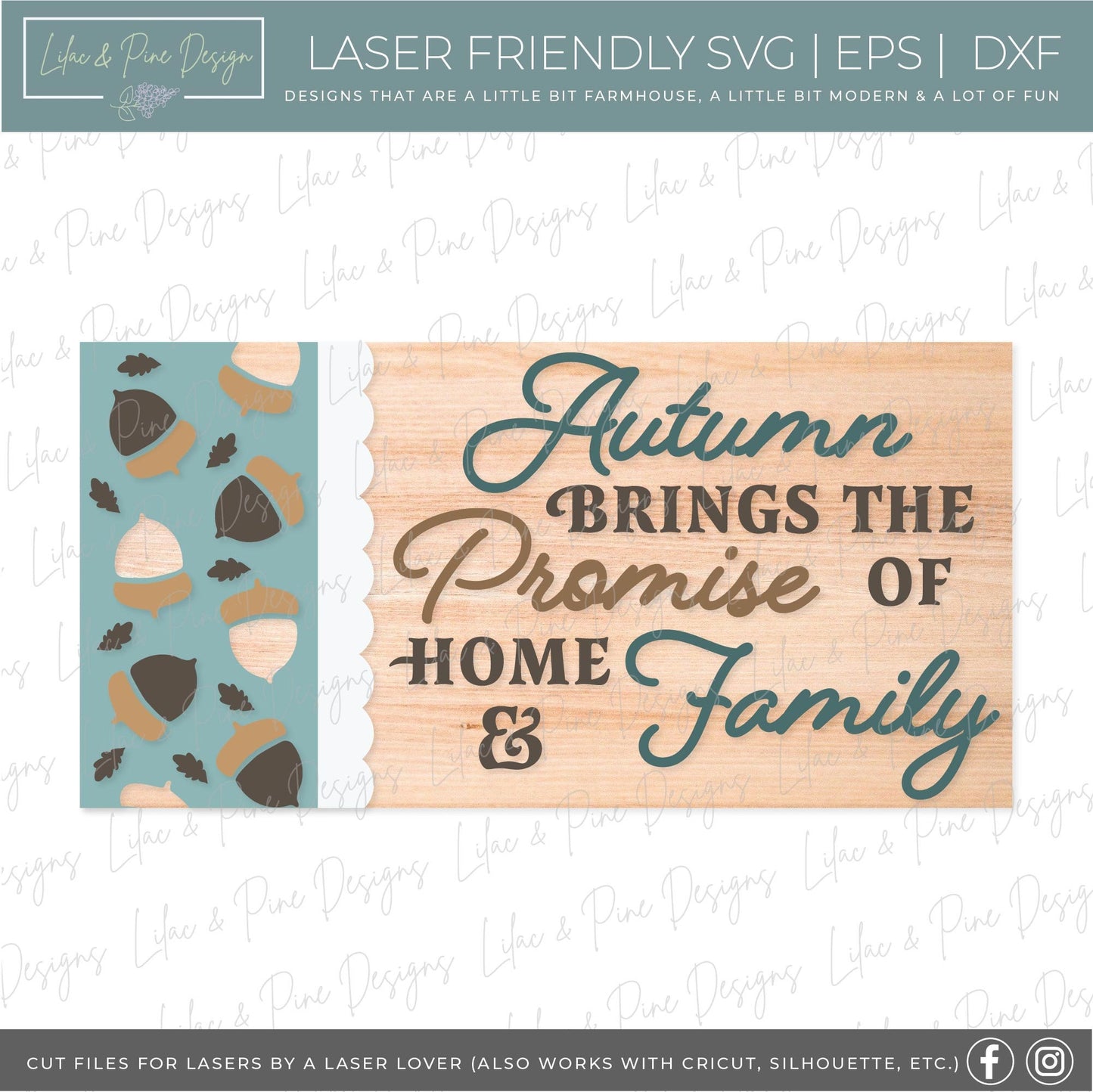 Autumn Family sign SVG, acorn fall sign SVG, autumn decor svg, autumn quote svg, fall decor, Glowforge SVG, laser cut file
