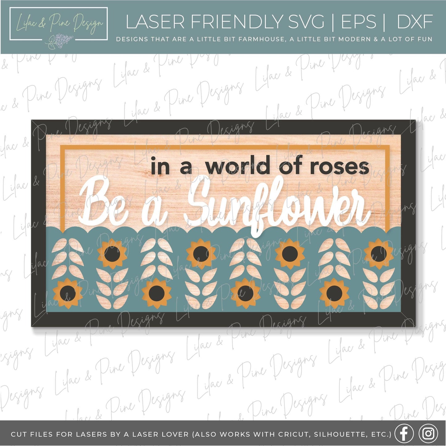 In a World of Roses be a Sunflower sign SVG, fall sign SVG, sunflower decor svg, sunflower quote svg, Glowforge SVG, laser cut file
