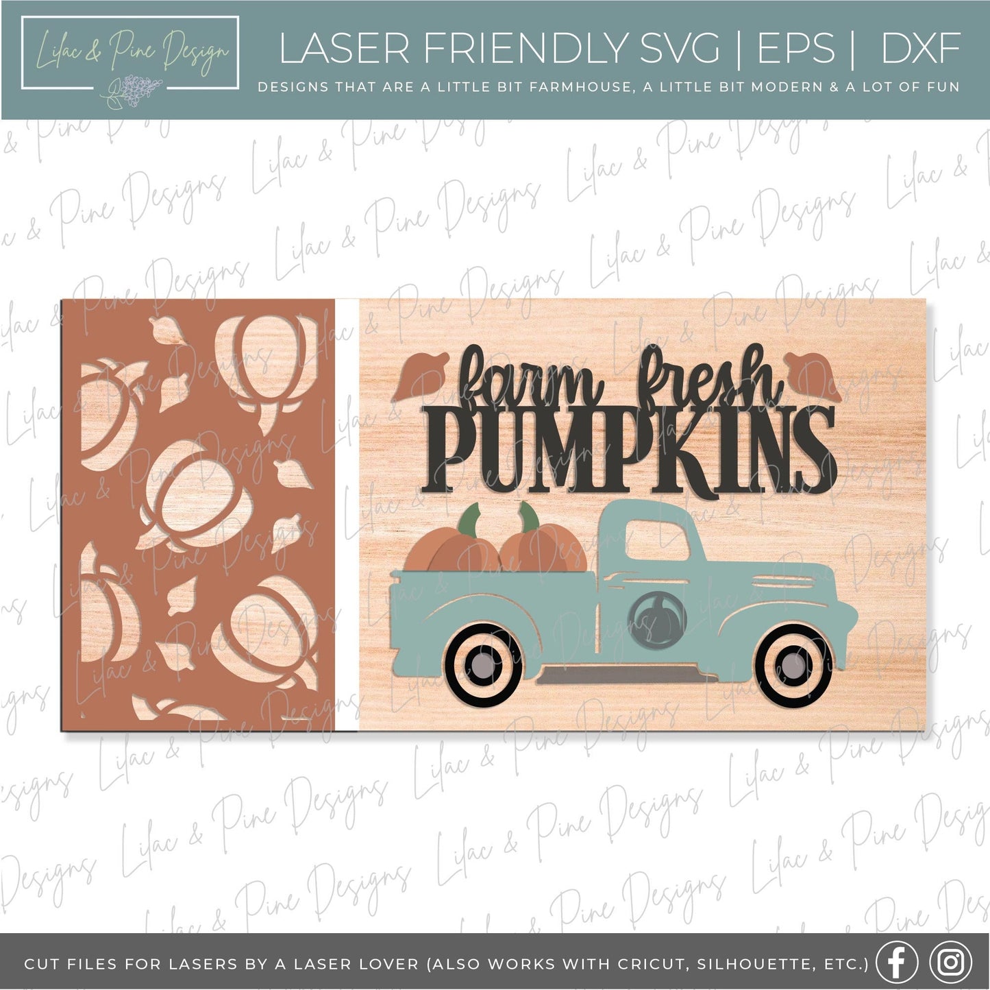 Farm Fresh Pumpkins sign SVG, pumpkin fall sign SVG, autumn decor svg, fall decor svg, fall antique truck svg, Glowforge SVG, laser cut file
