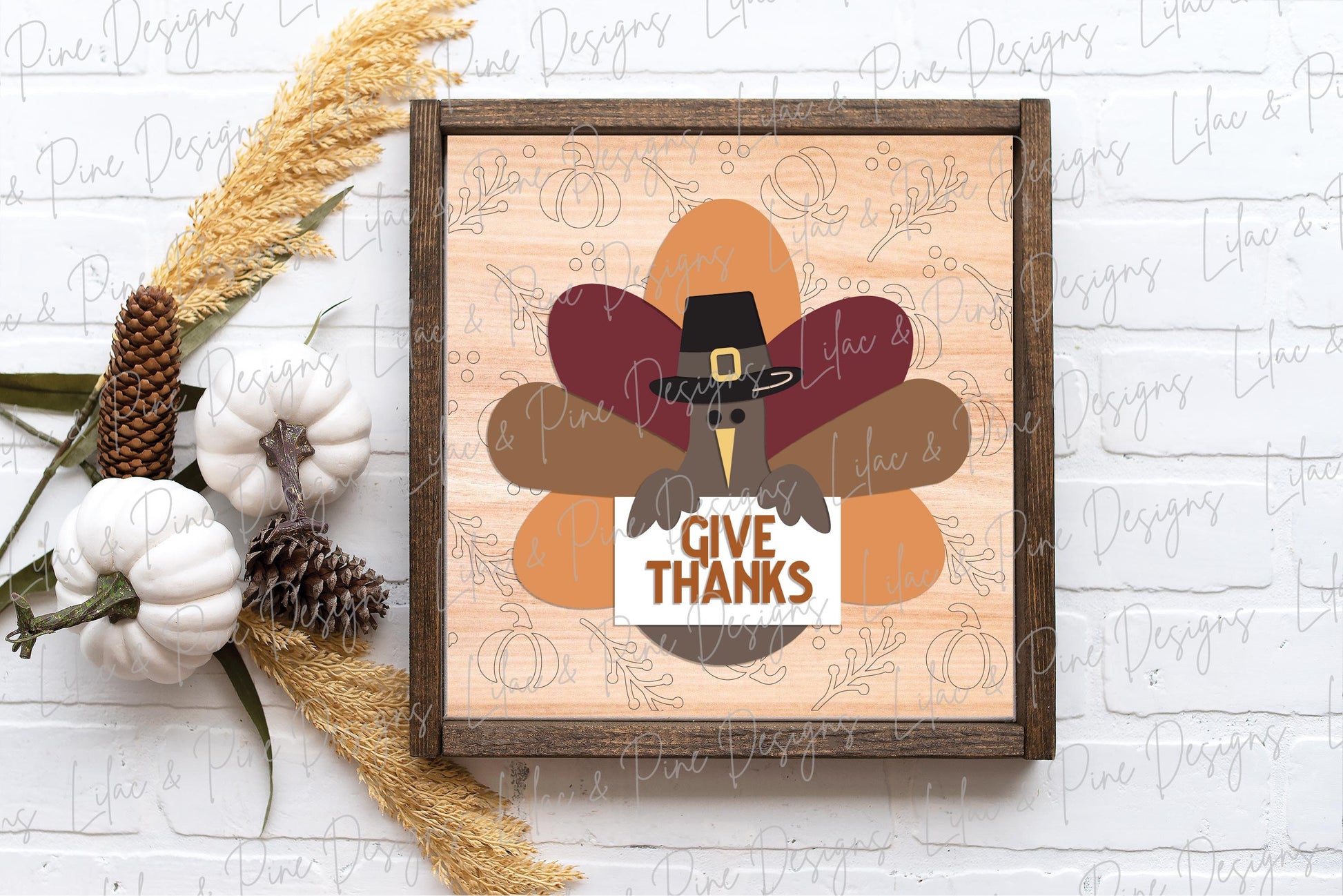 Give Thanks sign SVG, fall sign SVG, turkey sign svg, Thanksgiving sign, fall decor, fall farmhouse svg, Glowforge SVG, laser cut file