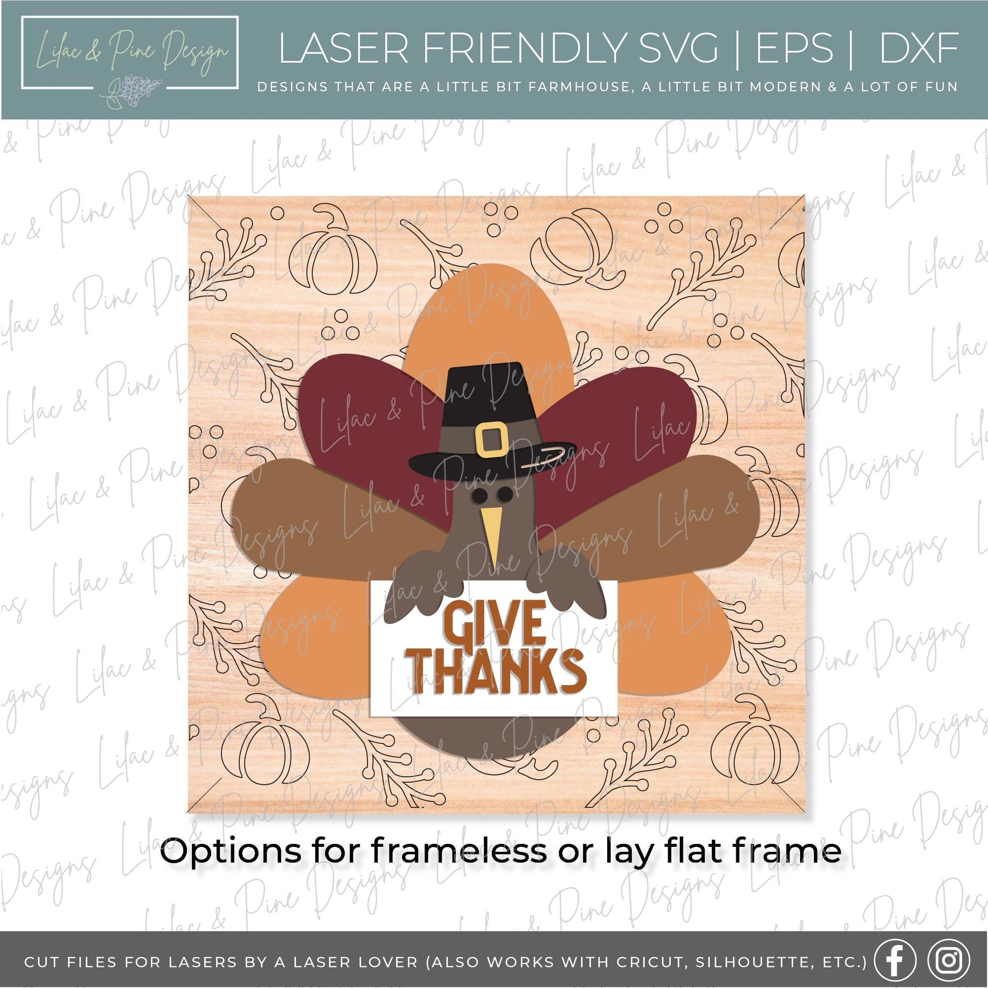 Give Thanks sign SVG, fall sign SVG, turkey sign svg, Thanksgiving sign, fall decor, fall farmhouse svg, Glowforge SVG, laser cut file