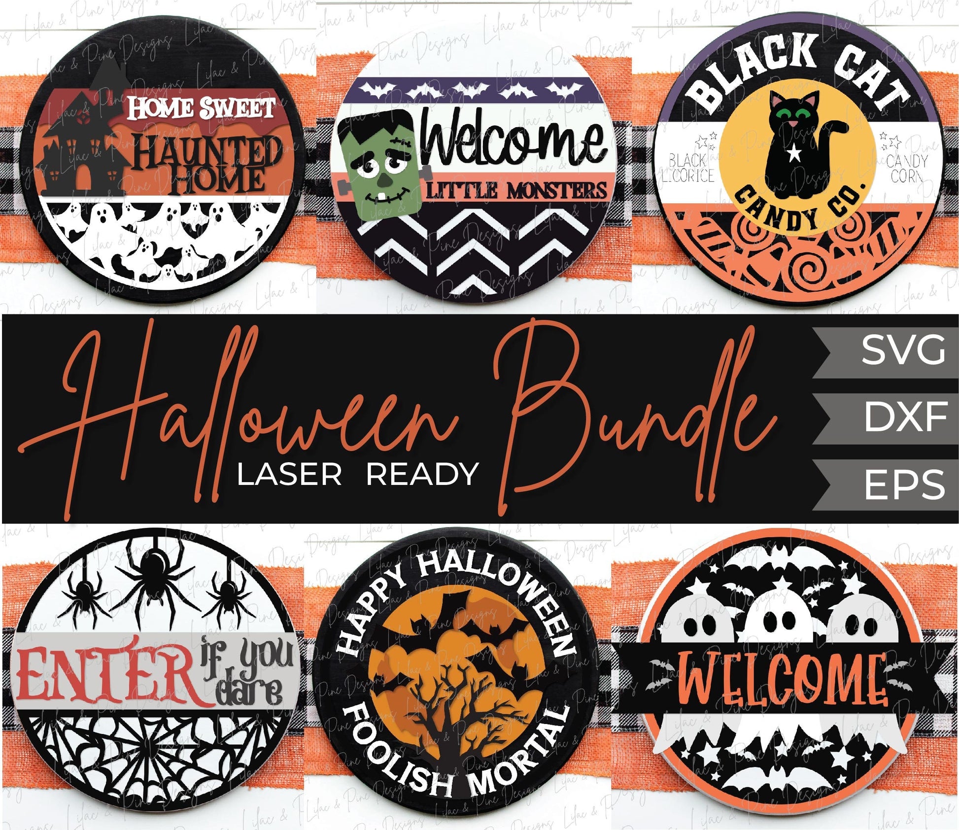 Halloween welcome sign bundle, Halloween door hanger SVG, spooky sign SVG, enter if you dare svg, ghost svg, Glowforge SVG, laser cut file