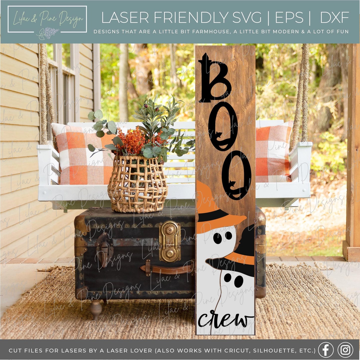 Boo crew sign SVG, Halloween porch sign SVG, Halloween welcome sign SVG, ghost welcome sign svg, Halloween porch decor, Glowforge laser Svg