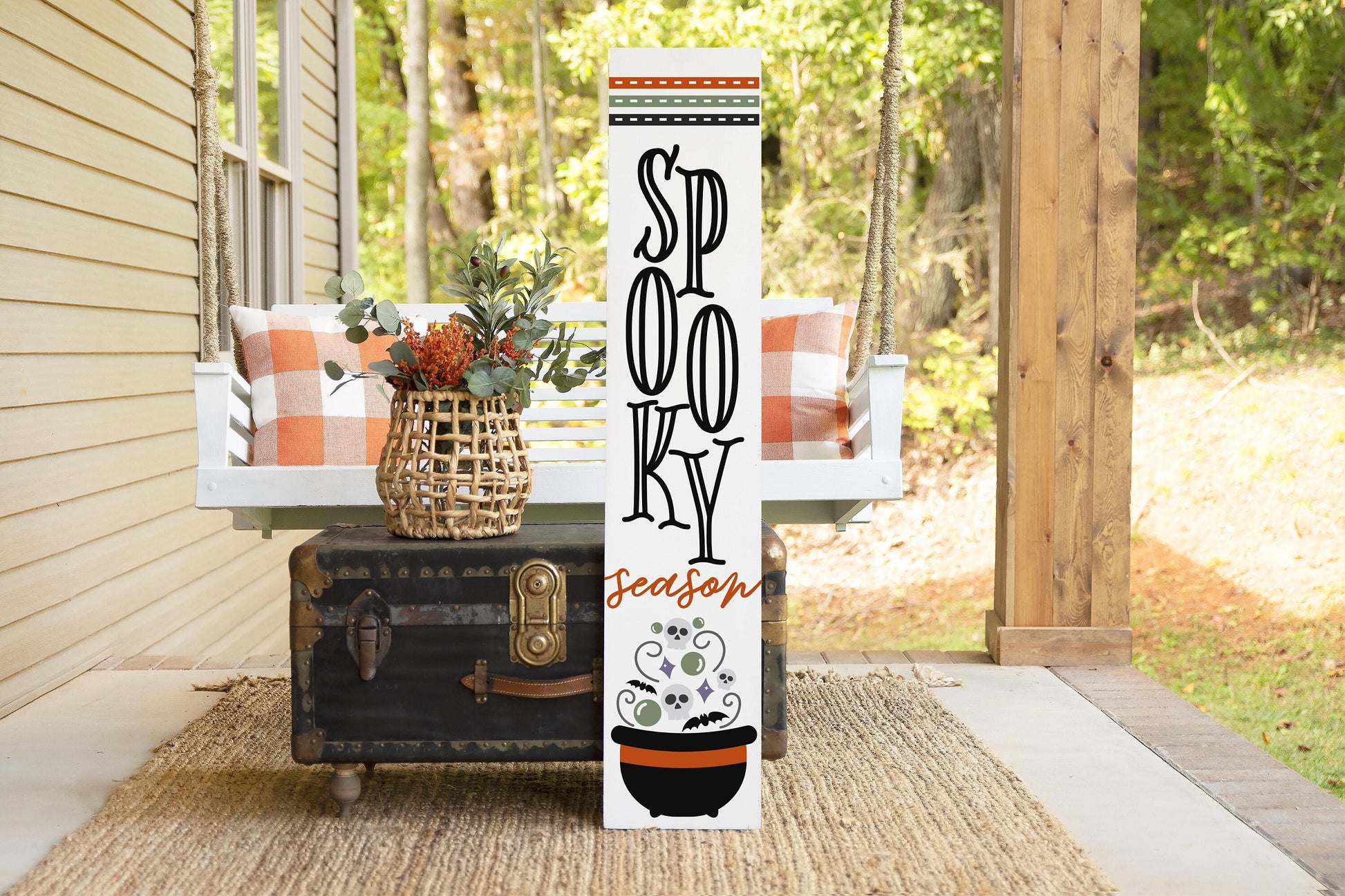 Spooky season sign SVG, Halloween porch sign SVG, Halloween welcome sign SVG, cauldron sign svg, Halloween porch decor, Glowforge laser Svg