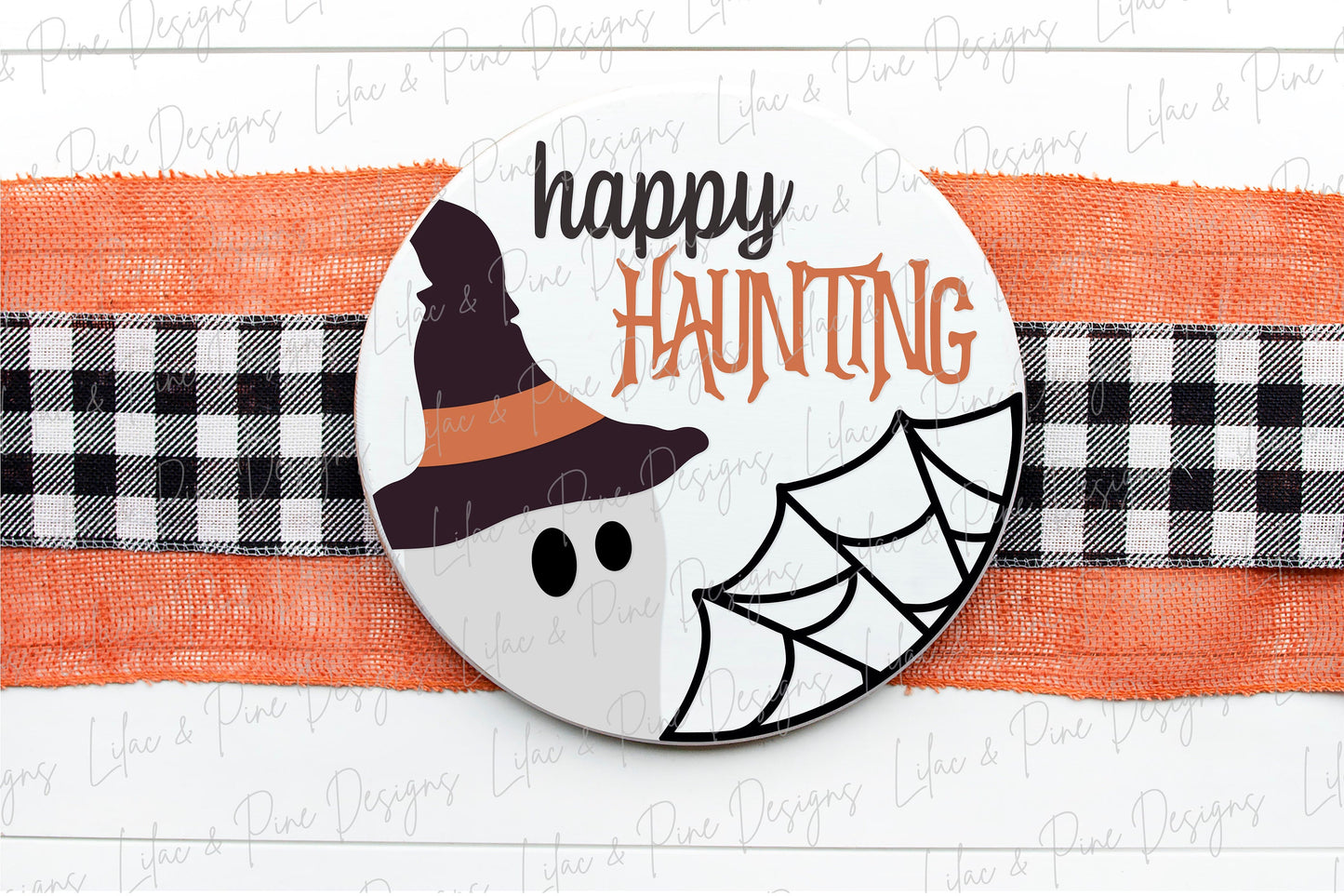 Halloween welcome sign SVG, ghost door hanger SVG, spiderweb door hanger SVG, happy haunting sign svg, Glowforge Svg, laser cut file