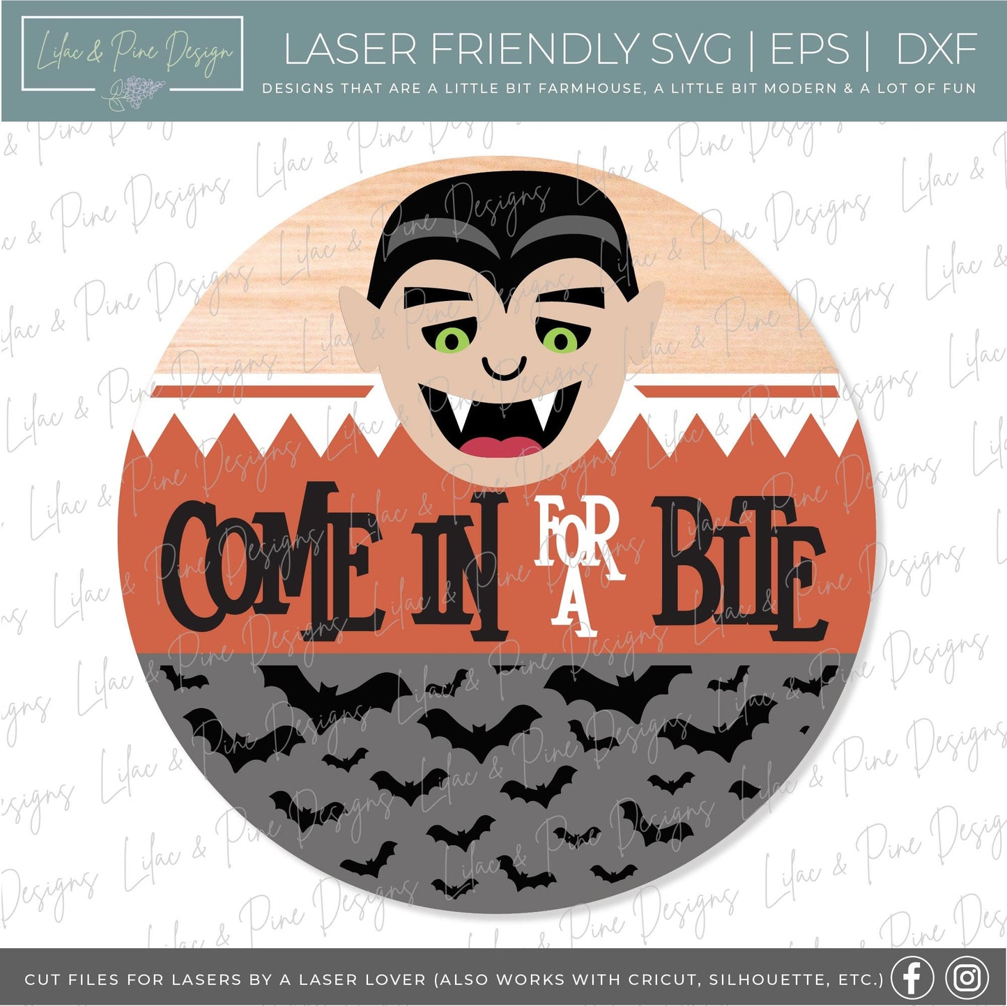 Halloween welcome sign SVG, vampire door hanger SVG, Dracula door hanger SVG, Come in for a Bite sign svg, Glowforge Svg, laser cut file