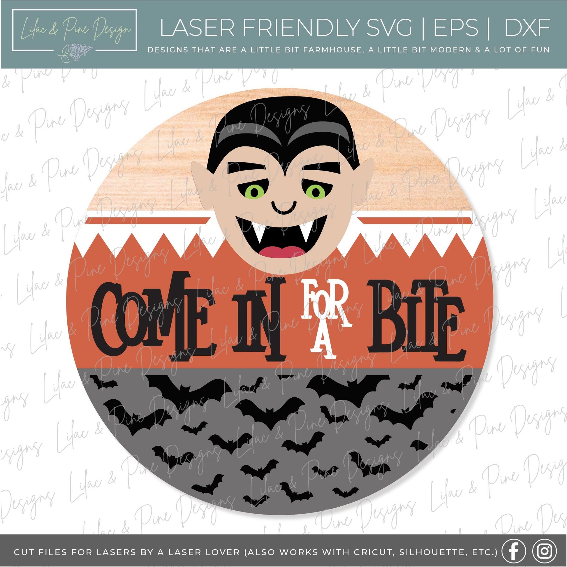 Halloween welcome sign SVG, vampire door hanger SVG, Dracula door hanger SVG, Come in for a Bite sign svg, Glowforge Svg, laser cut file