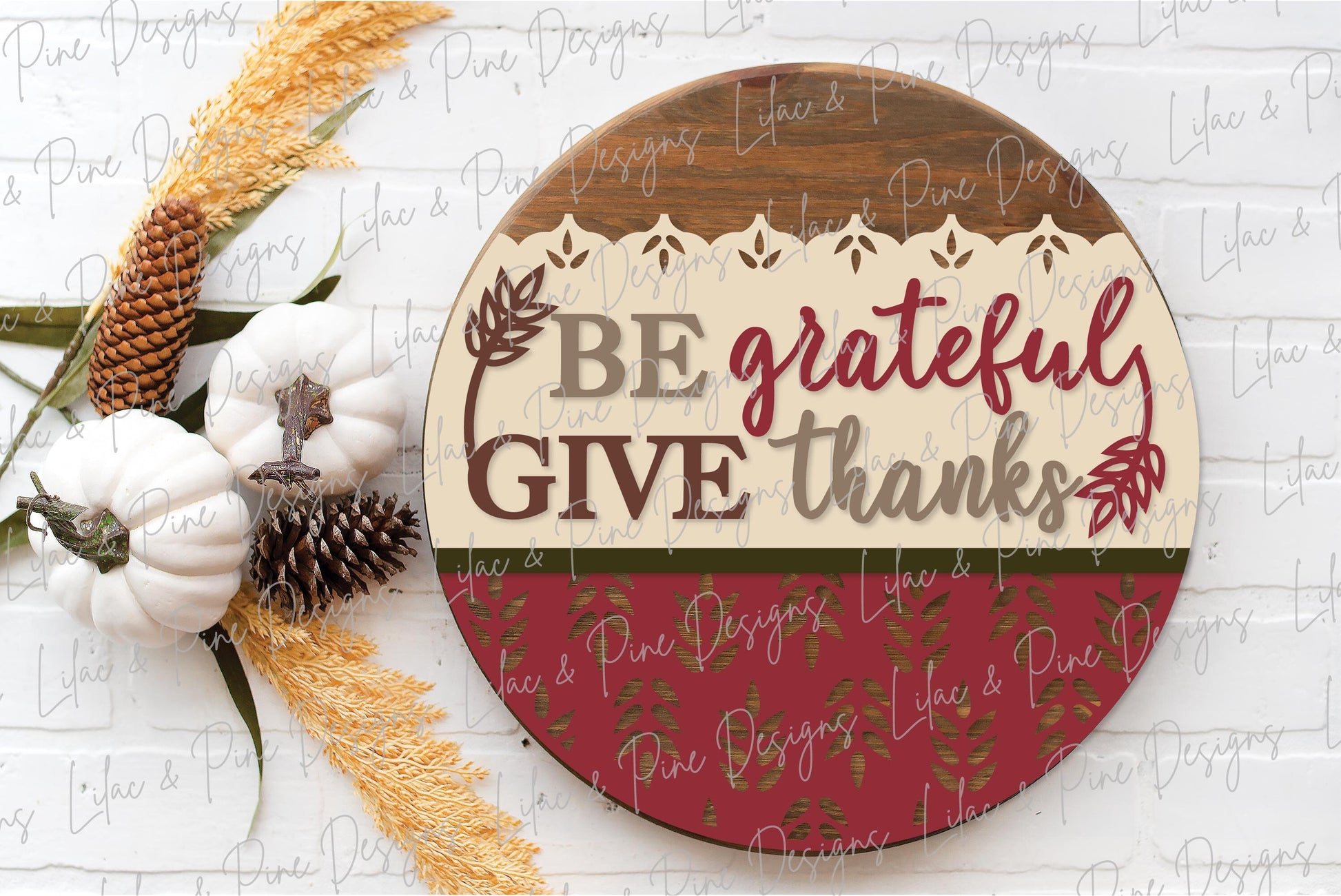 Thanksgiving door hanger SVG, Give Thanks sign SVG, Grateful door hanger svg, Fall porch decor, Fall sign svg, Glowforge SVG, laser cut file