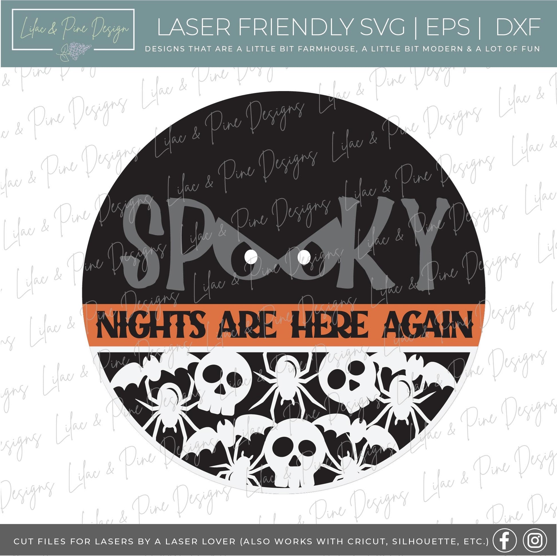 Halloween sign SVG, Halloween door hanger SVG, Spooky welcome sign svg, Halloween decor svg, round sign svg, Glowforge Svg, laser cut file