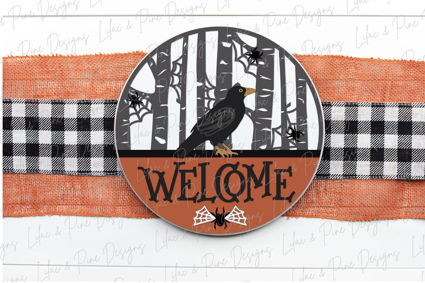 Halloween crow sign, Halloween door hanger SVG, Spooky forest welcome sign SVG, Halloween decor, raven svg, Glowforge Svg, laser cut file