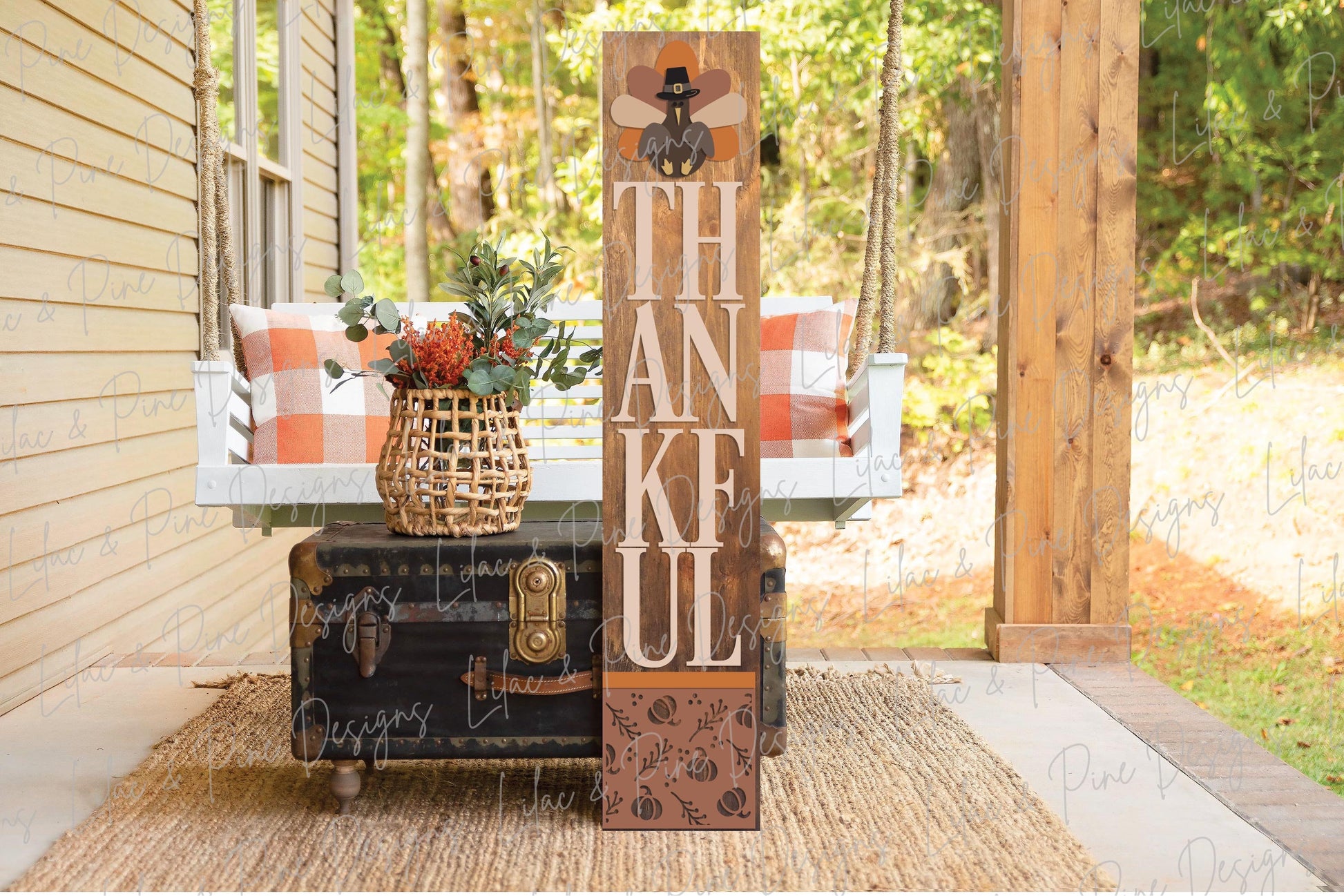 Thankful porch sign SVG, Turkey welcome sign SVG, Thanksgiving porch leaner, fall porch decor, vertical sign, Glowforge Svg, laser cut file