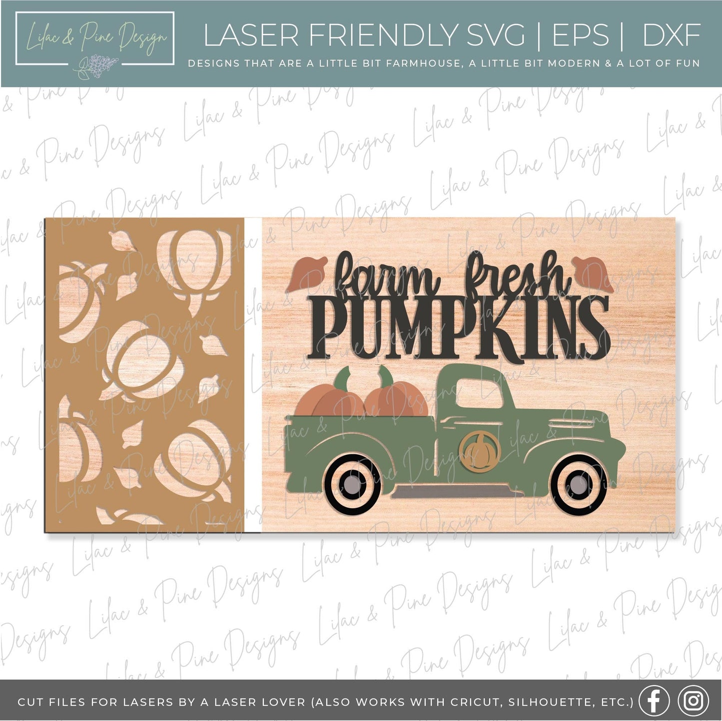 Farm Fresh Pumpkins sign SVG, pumpkin fall sign SVG, autumn decor svg, fall decor svg, fall antique truck svg, Glowforge SVG, laser cut file