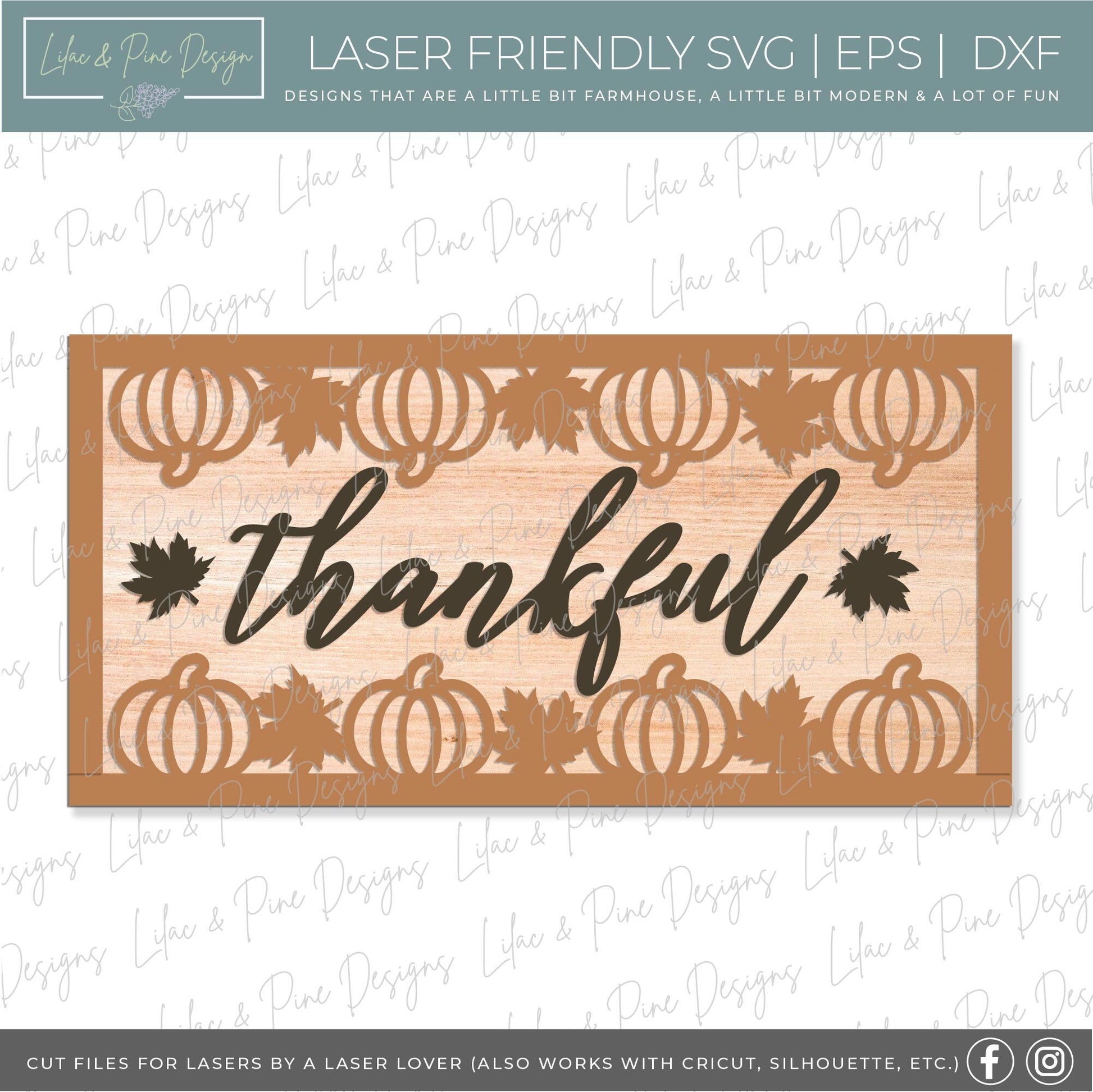 Thankful sign SVG, pumpkin fall sign SVG, Thanksgiving sign svg, fall decor svg, Thanksgiving decor svg, Glowforge SVG, laser cut file