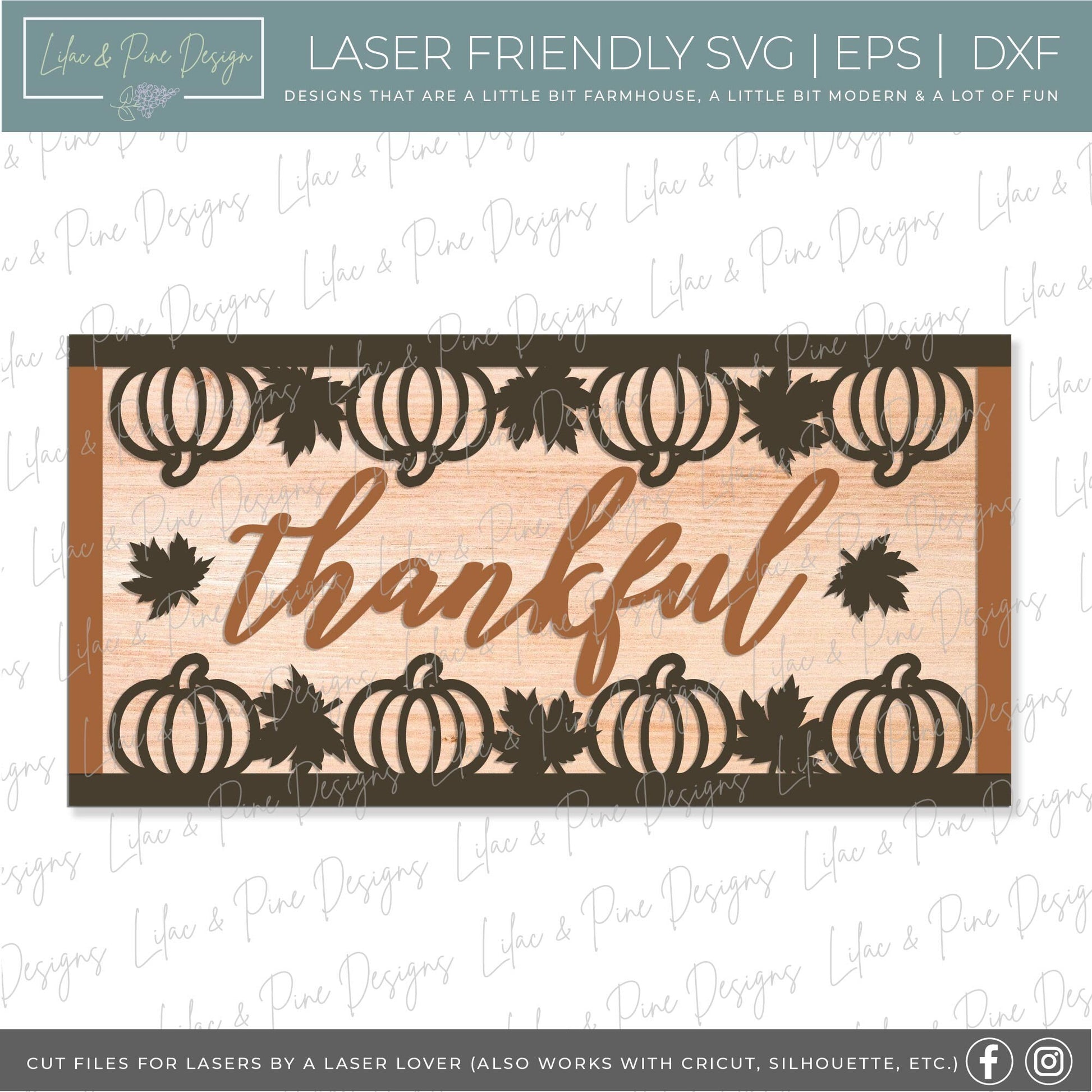Thankful sign SVG, pumpkin fall sign SVG, Thanksgiving sign svg, fall decor svg, Thanksgiving decor svg, Glowforge SVG, laser cut file