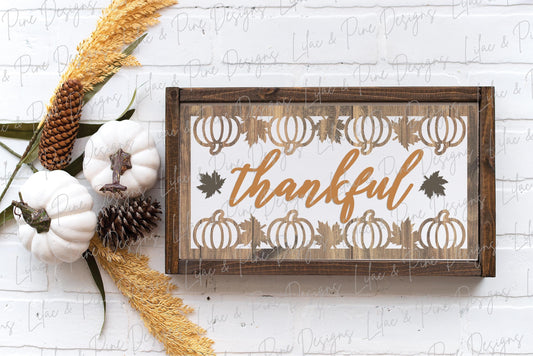 Thankful sign SVG, pumpkin fall sign SVG, Thanksgiving sign svg, fall decor svg, Thanksgiving decor svg, Glowforge SVG, laser cut file