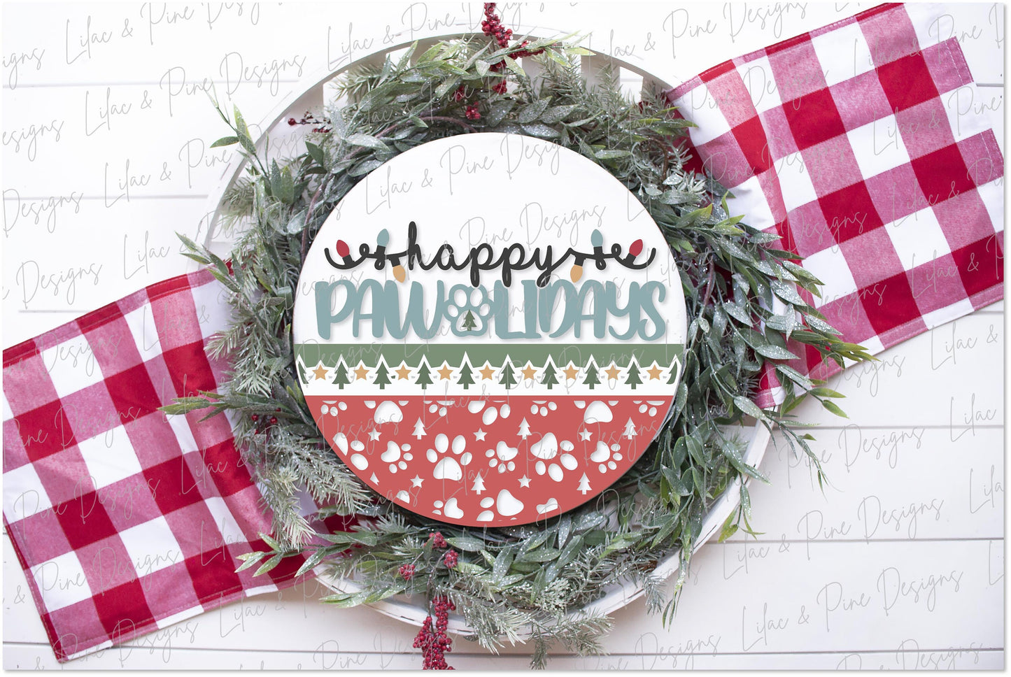Christmas sign SVG, Happy Pawlidays SVG, Christmas door hanger, Christmas welcome sign SVG, Pet lover gift, Glowforge Svg, laser cut file
