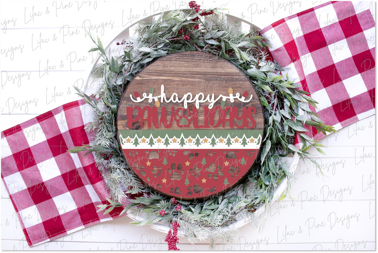 Christmas sign SVG, Happy Pawlidays SVG, Christmas door hanger, Christmas welcome sign SVG, Pet lover gift, Glowforge Svg, laser cut file