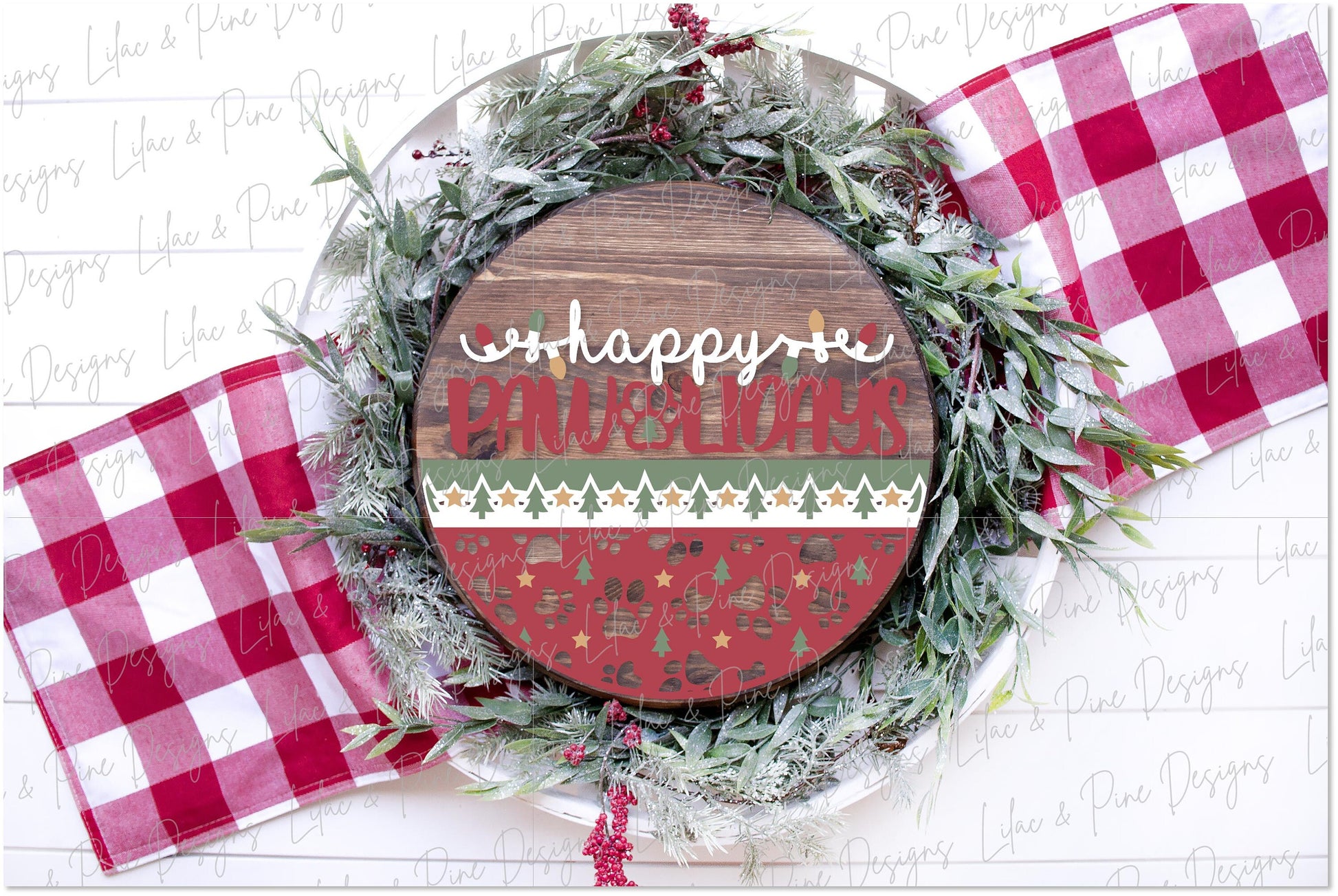 Christmas sign SVG, Happy Pawlidays SVG, Christmas door hanger, Christmas welcome sign SVG, Pet lover gift, Glowforge Svg, laser cut file