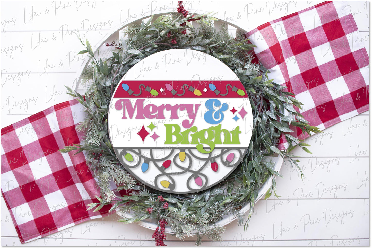 Merry and Bright sign SVG, Vintage Christmas door hanger, Christmas lights SVG, Christmas welcome sign SVG, Glowforge Svg, laser cut file