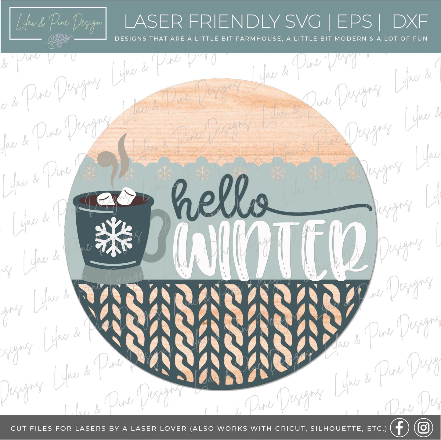 hello Winter sign SVG, Winter door hanger, hot cocoa welcome sign SVG, winter welcome sign SVG, cozy winter, Glowforge Svg, laser cut file